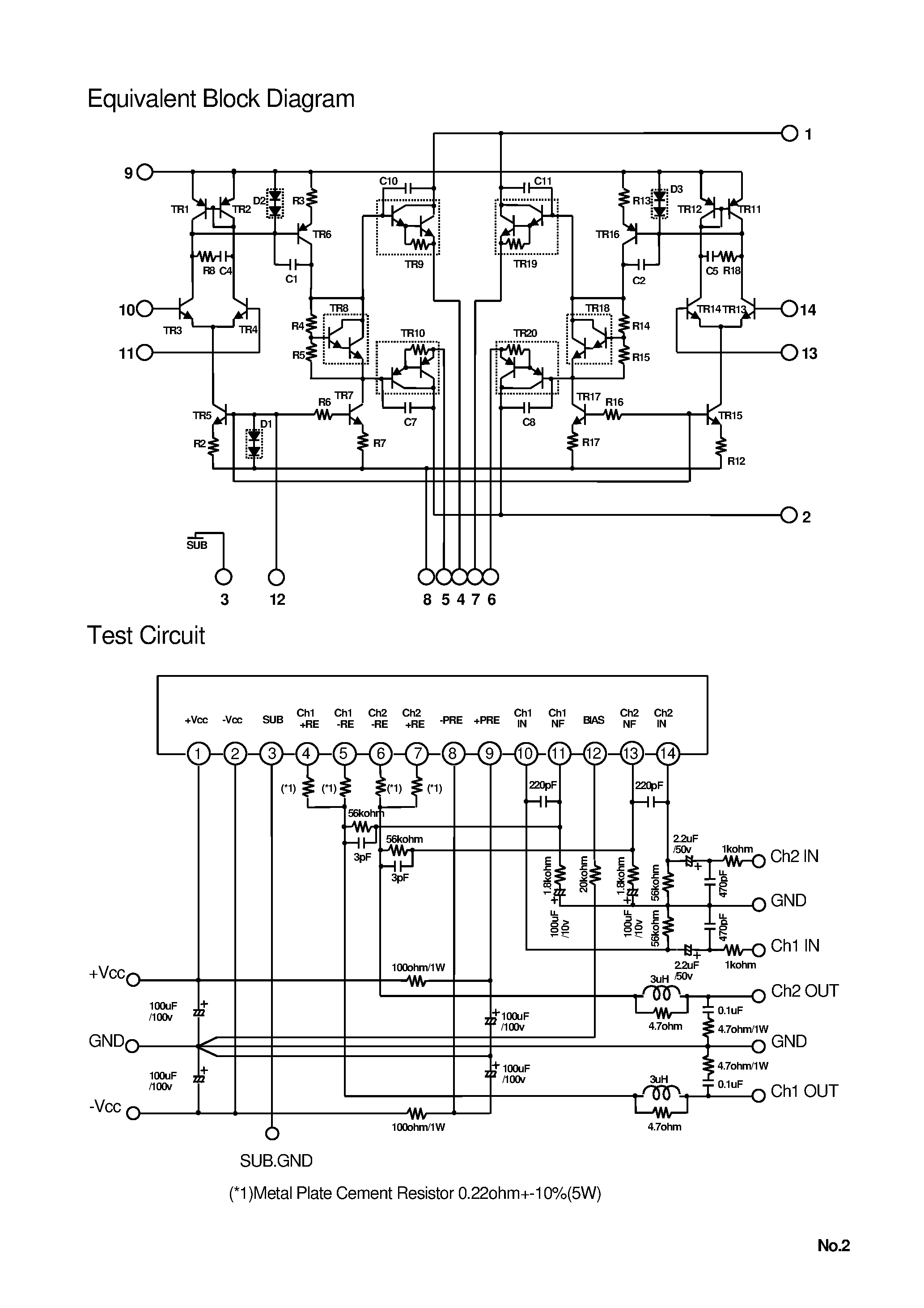 Даташит STK-442-110 - 14 Pin / Class AB 2 Channels AF Power Amplifier страница 2