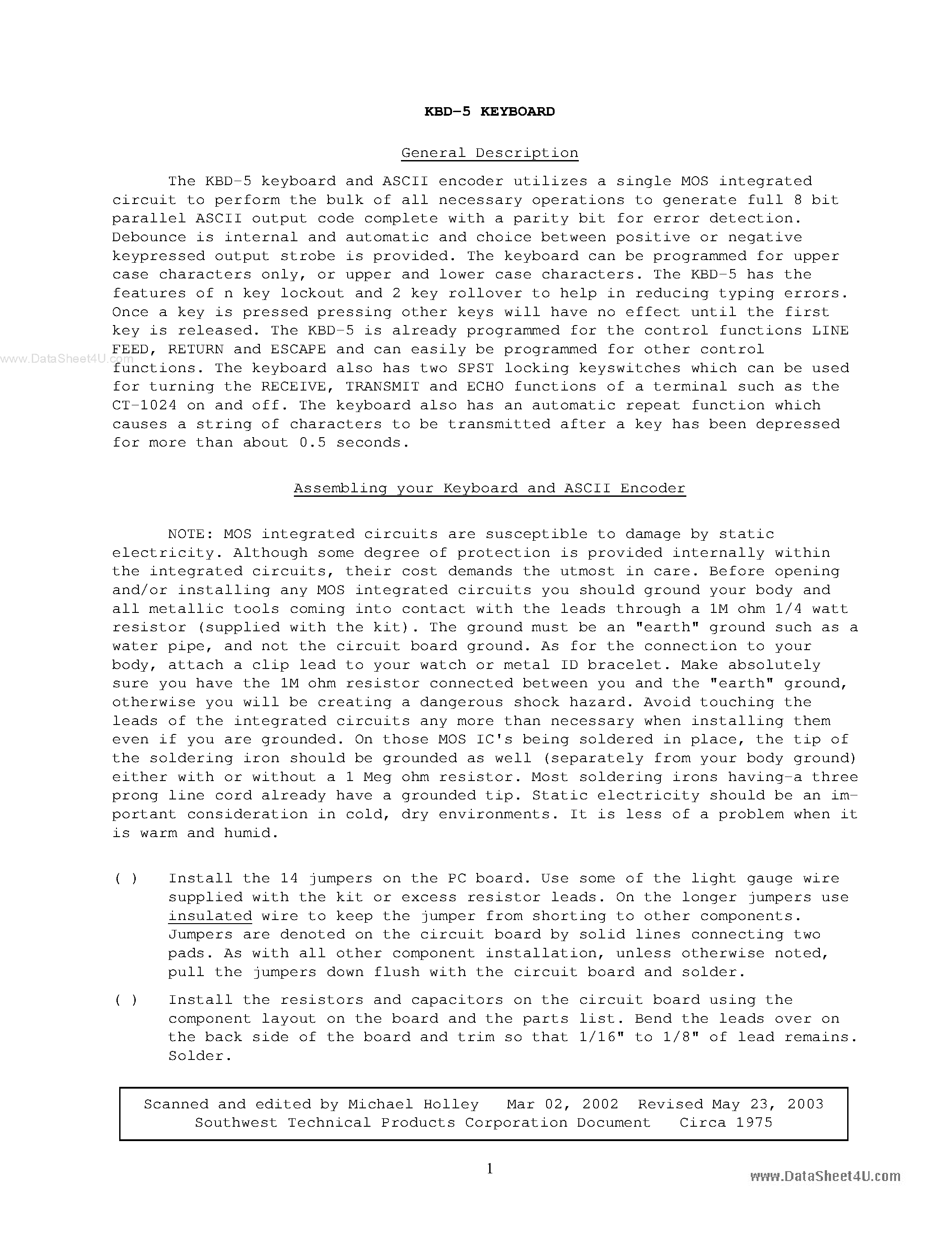 Datasheet AY-5-2376 - Keyboard and Encoder page 2