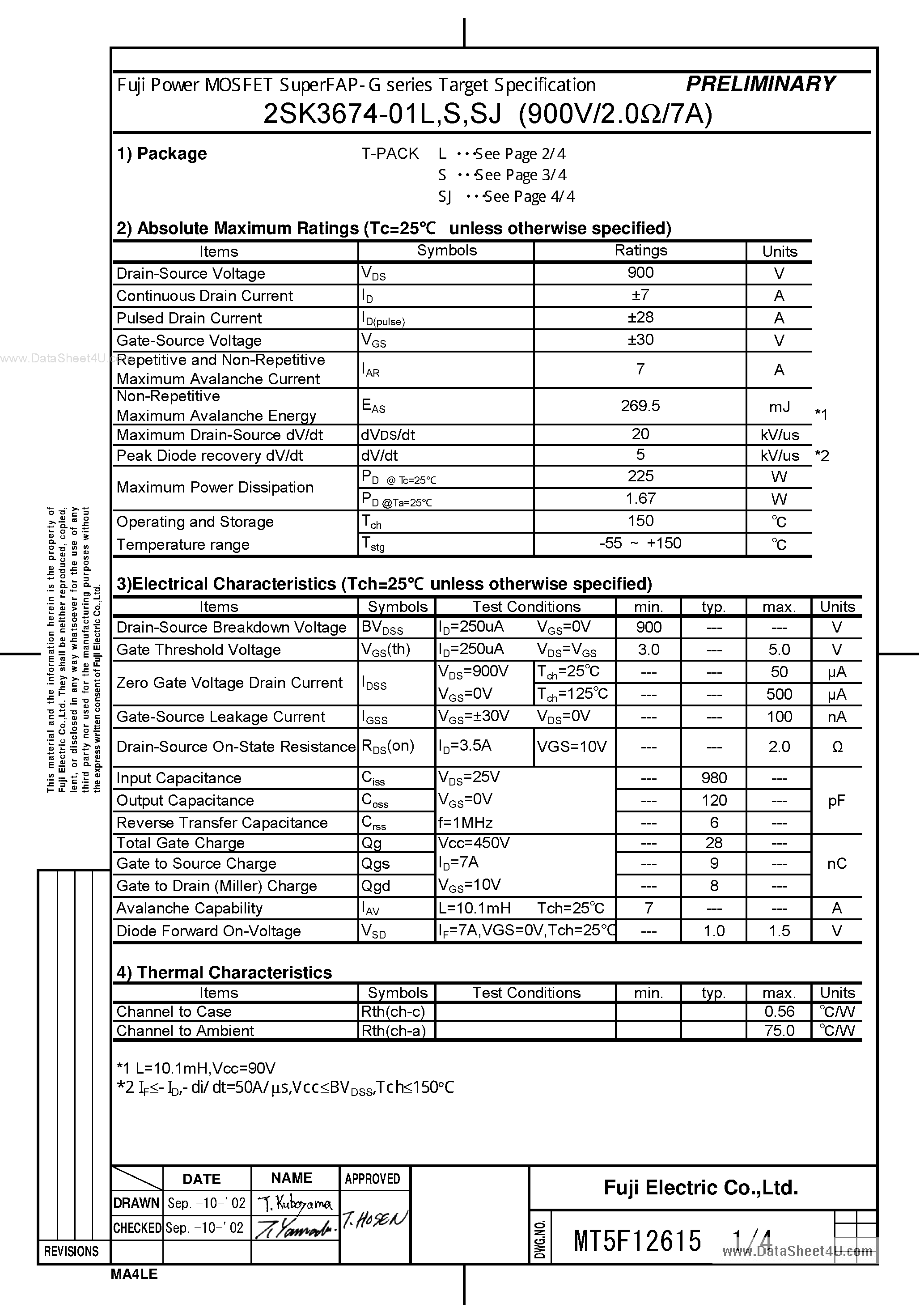 Datasheet K3674 - Search -----> 2SK3674 page 1