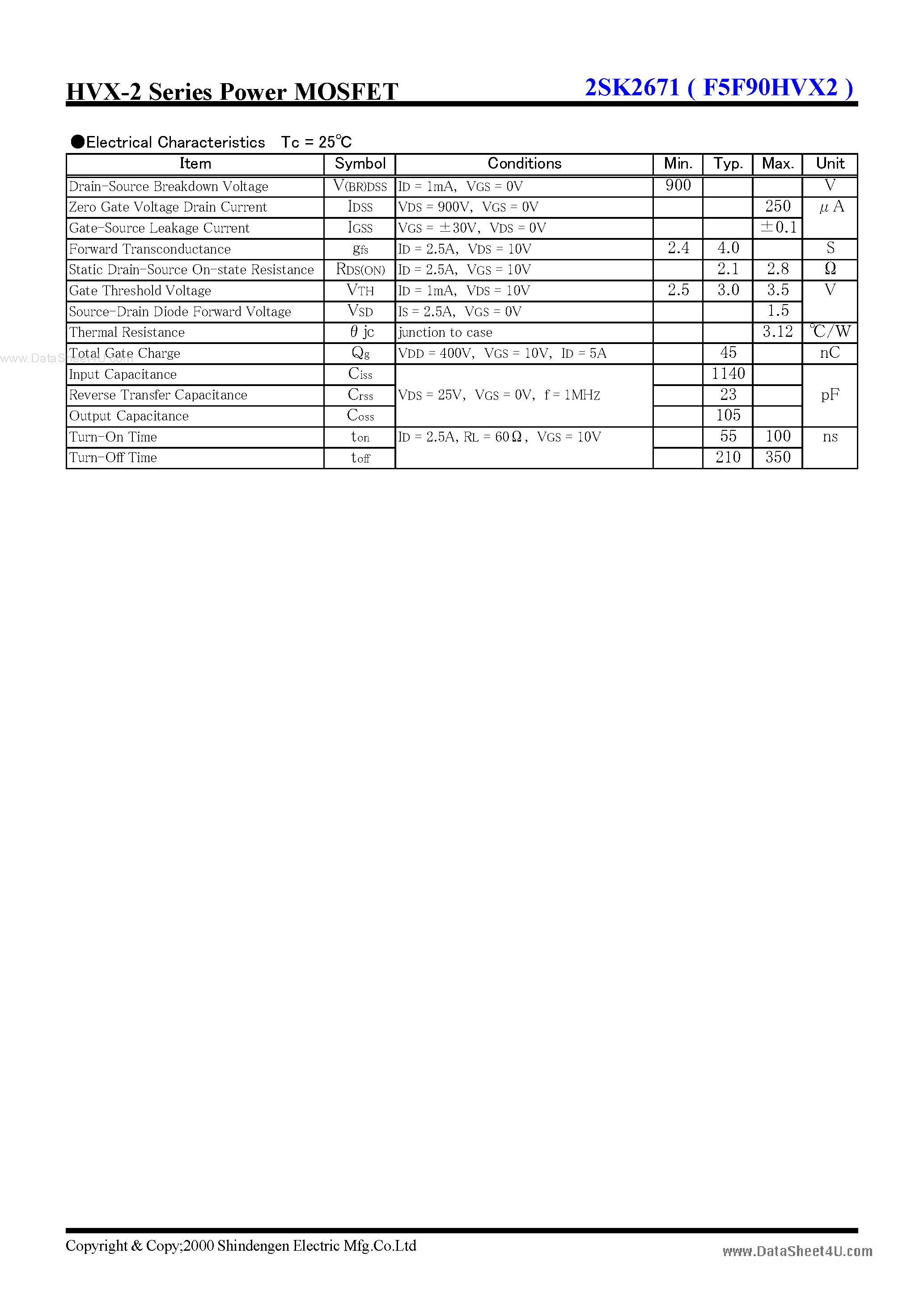 Datasheet K2671 - Search -----> 2SK2671 page 2