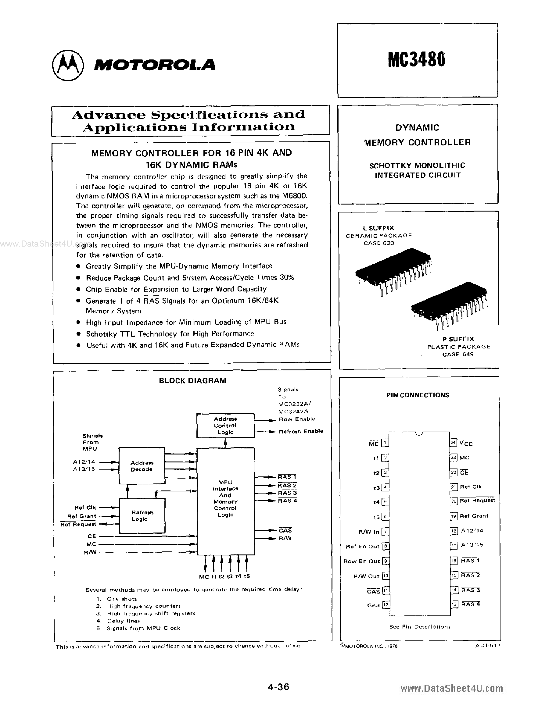 Даташит MC3480 - Dynamic Memory Controller страница 1