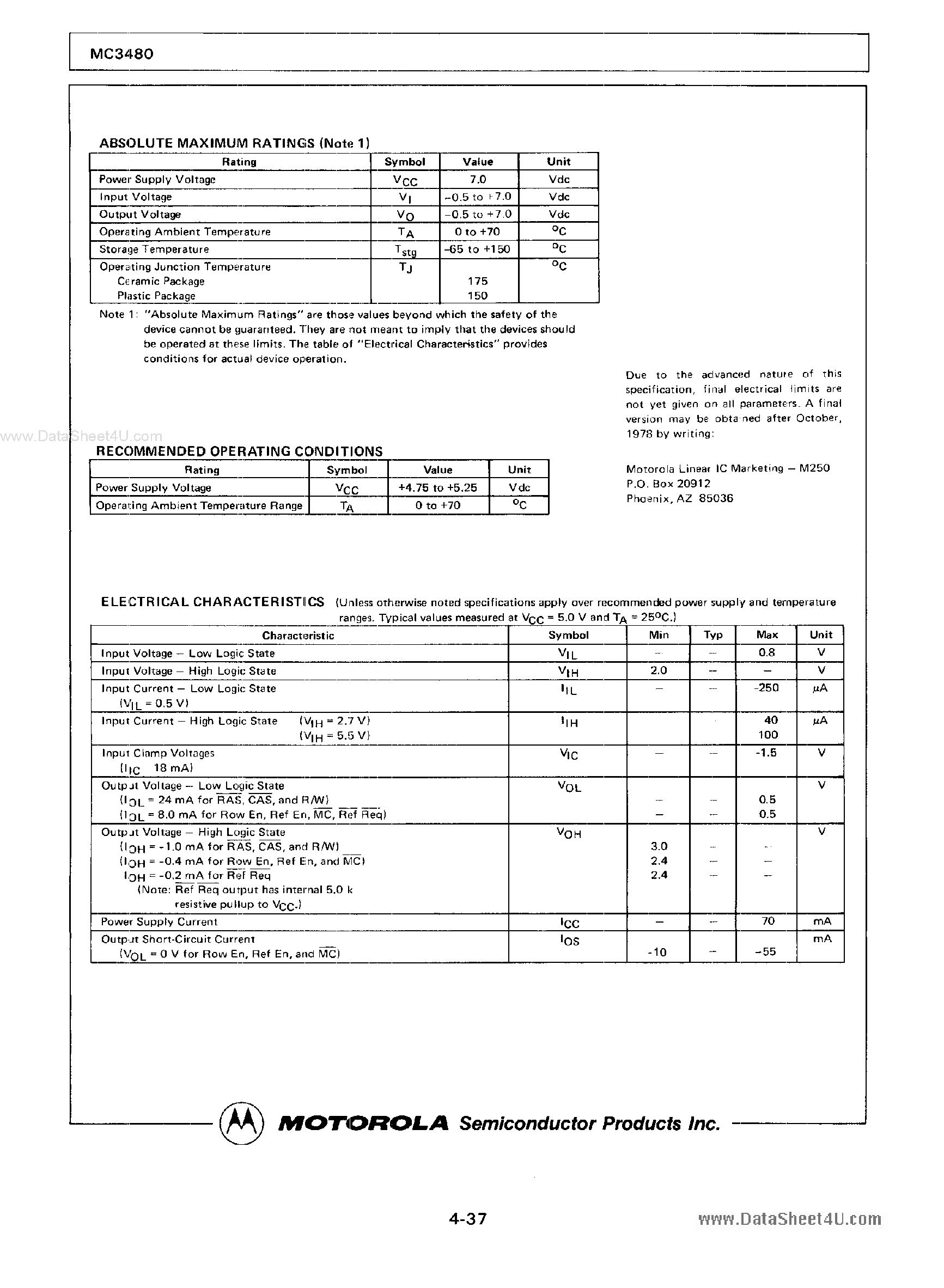 Даташит MC3480 - Dynamic Memory Controller страница 2