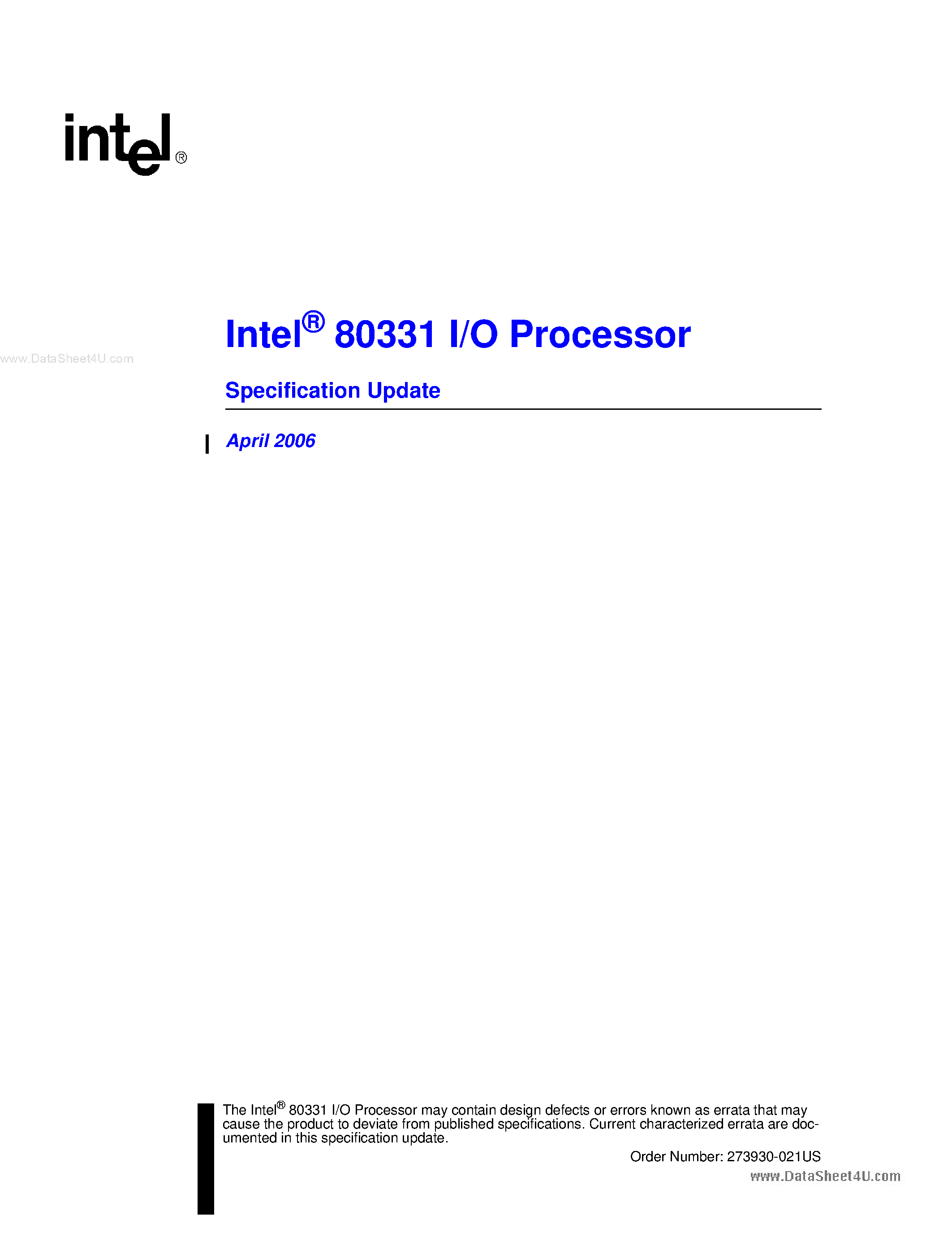 Datasheet QG80331M550 - I/O Processor page 1