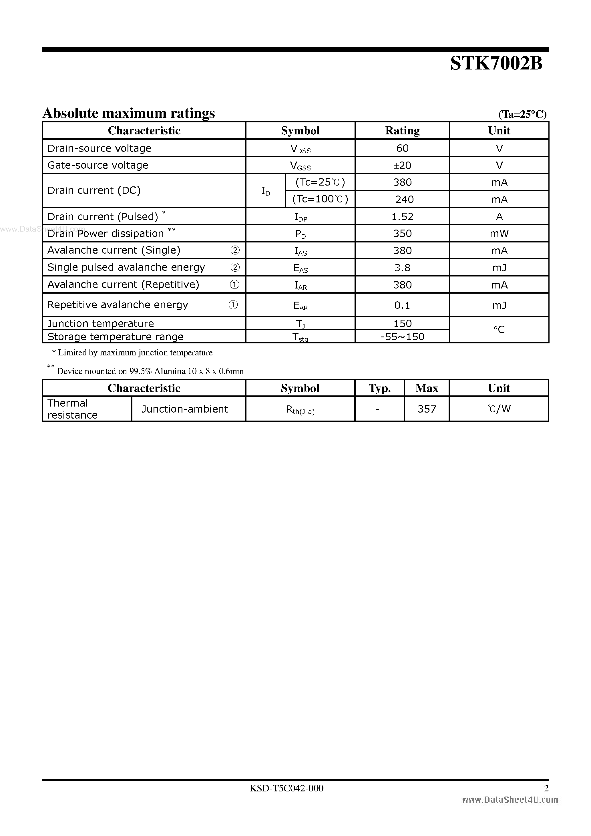 Datasheet STK7002B - N-Channel Enhancement-Mode MOSFET page 2