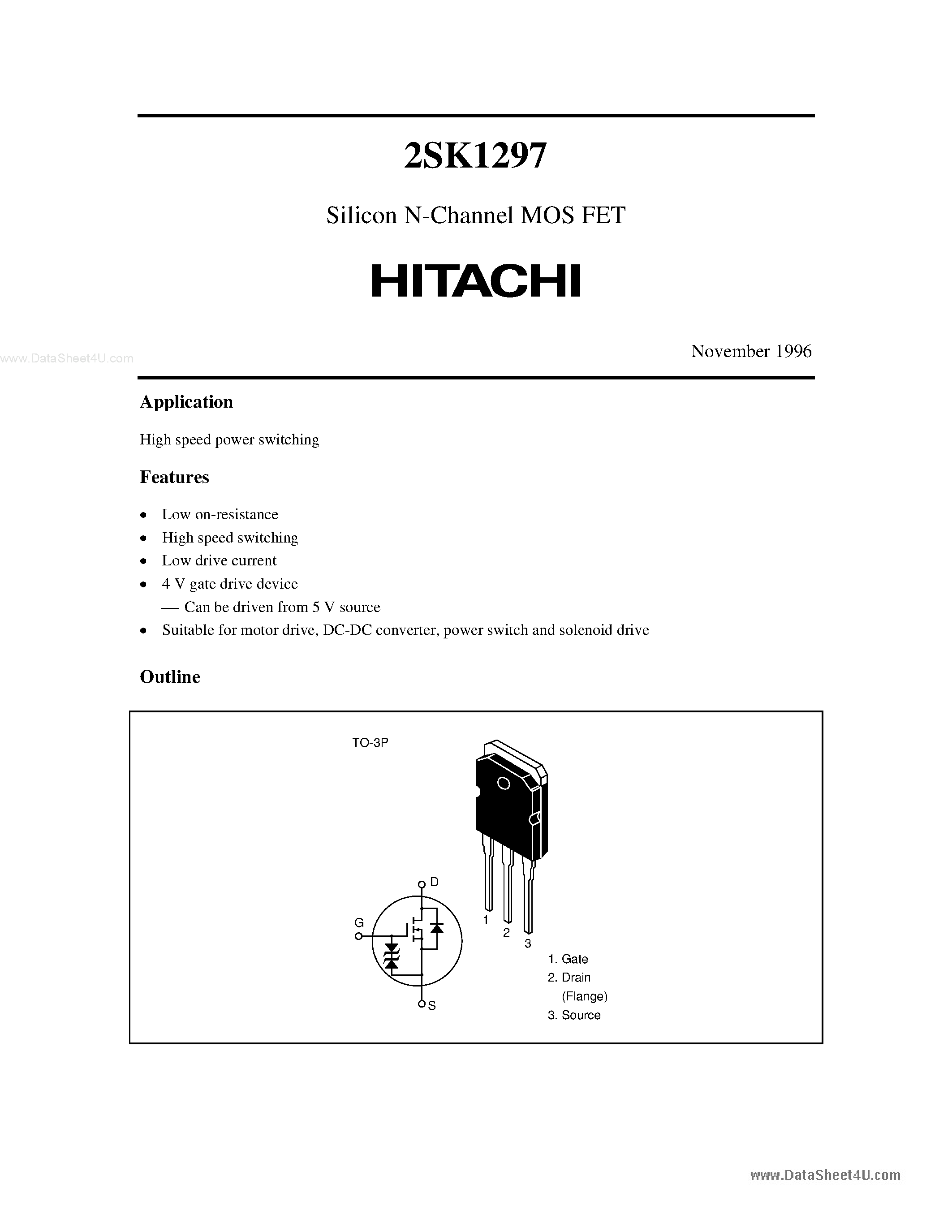 Datasheet 2SK1297 - Silicon N-Channel MOS FET page 1