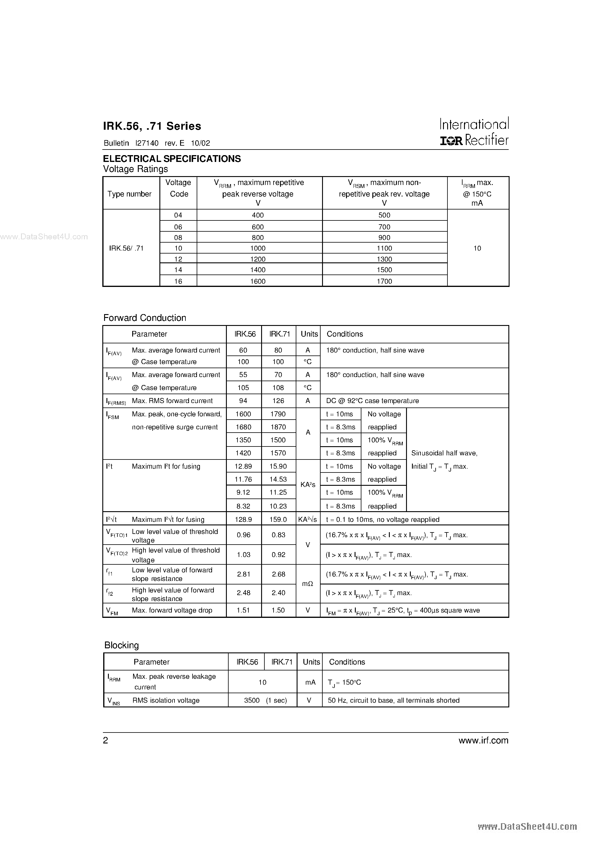 Datasheet IRKC56 - (IRKxxx) ADD-A-pak GEN V Power Modules page 2