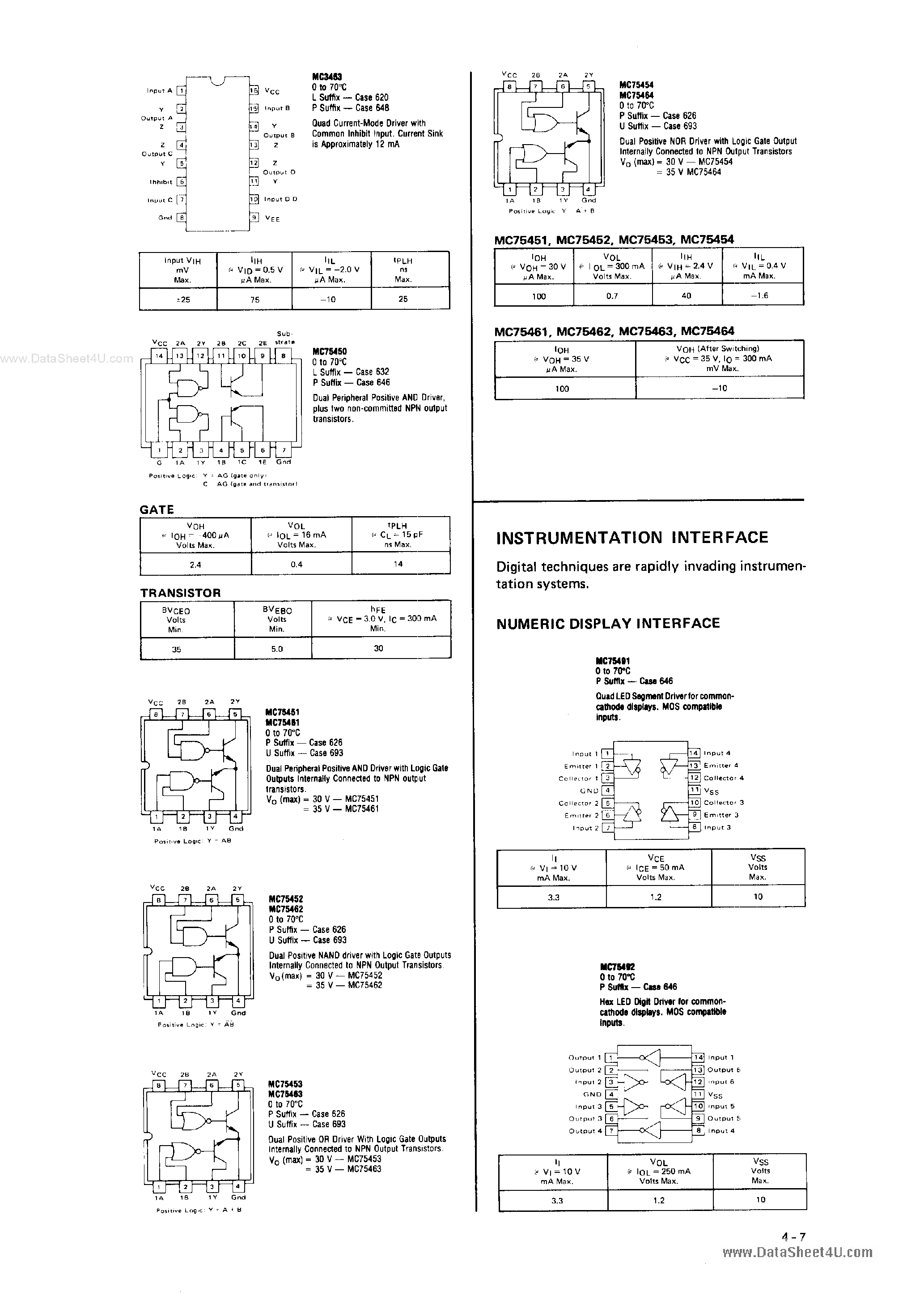 Даташит MC75450 - (MC7545x) Dual Positive Driver страница 1