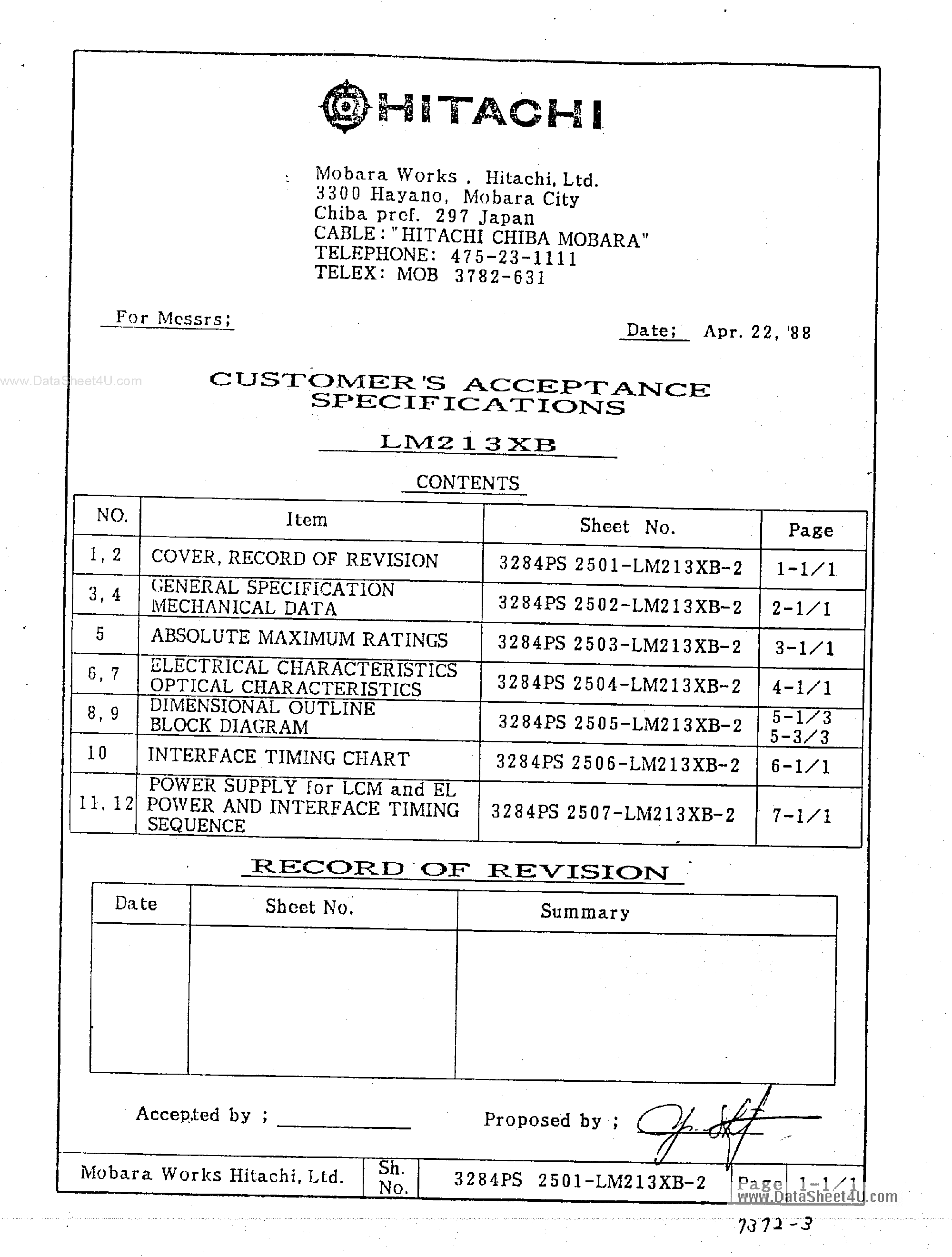 Datasheet LM213XB - LCD GRAPHIC MODULE page 1