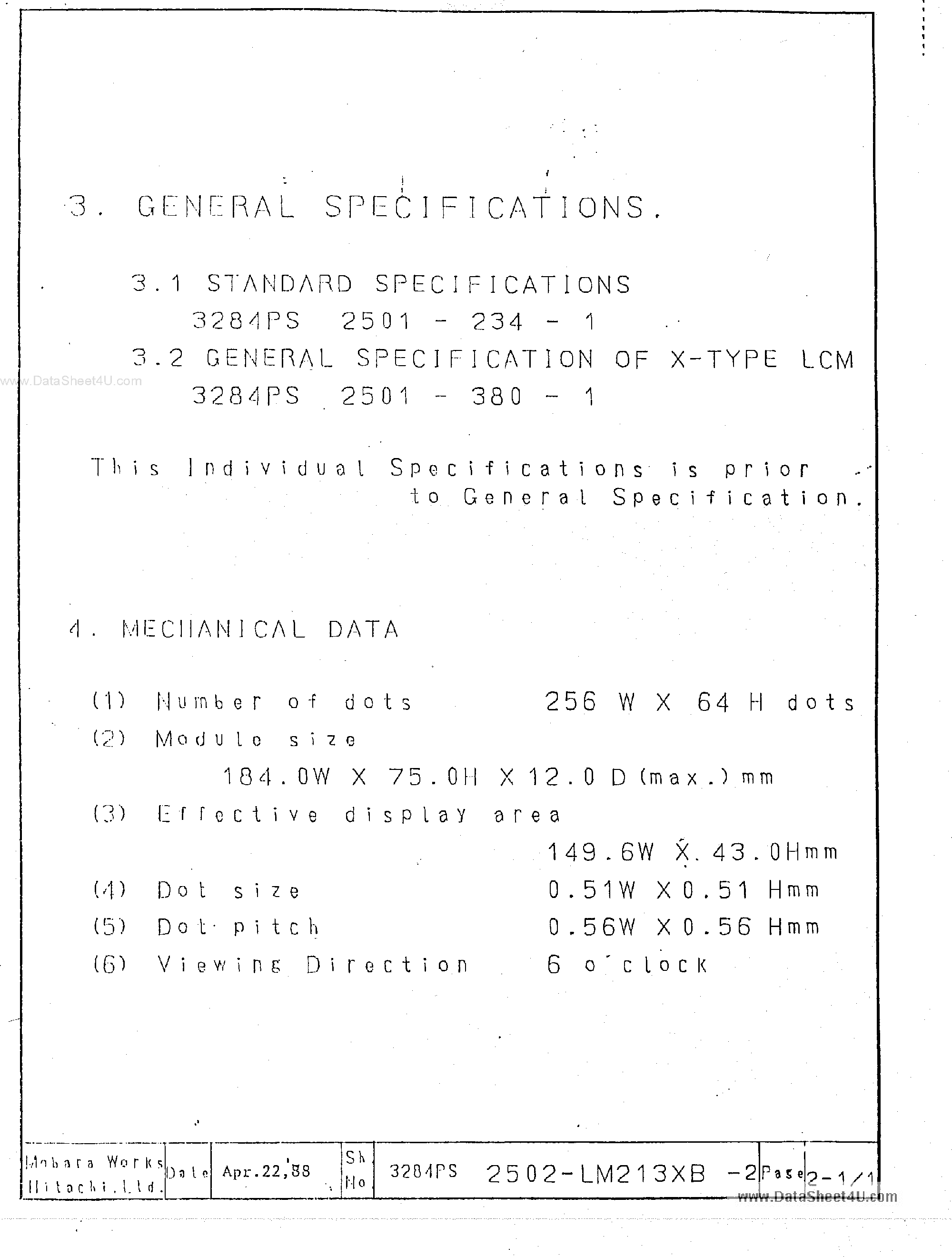 Datasheet LM213XB - LCD GRAPHIC MODULE page 2