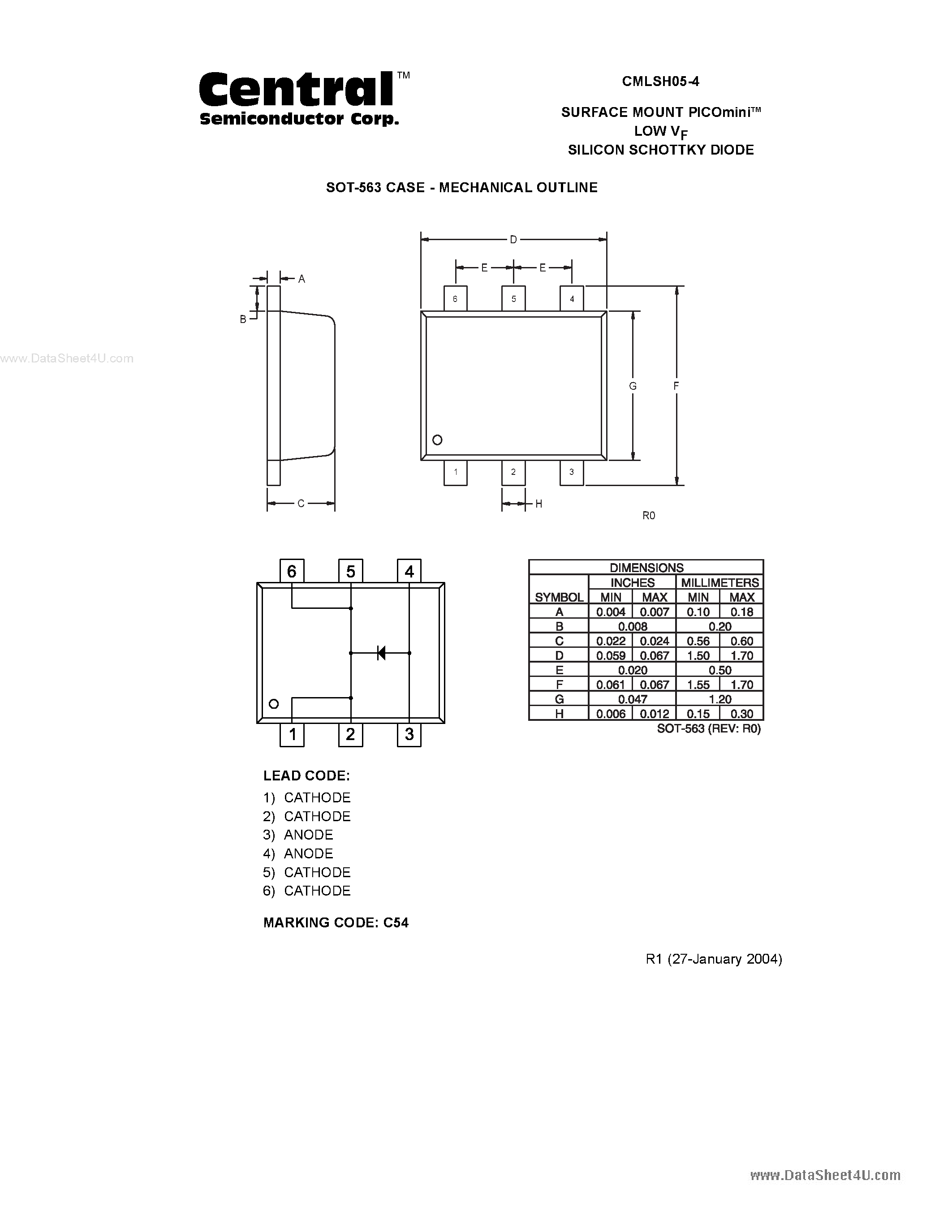 Даташит CMLSH05-4 - SILICON SCHOTTKY DIODES страница 2