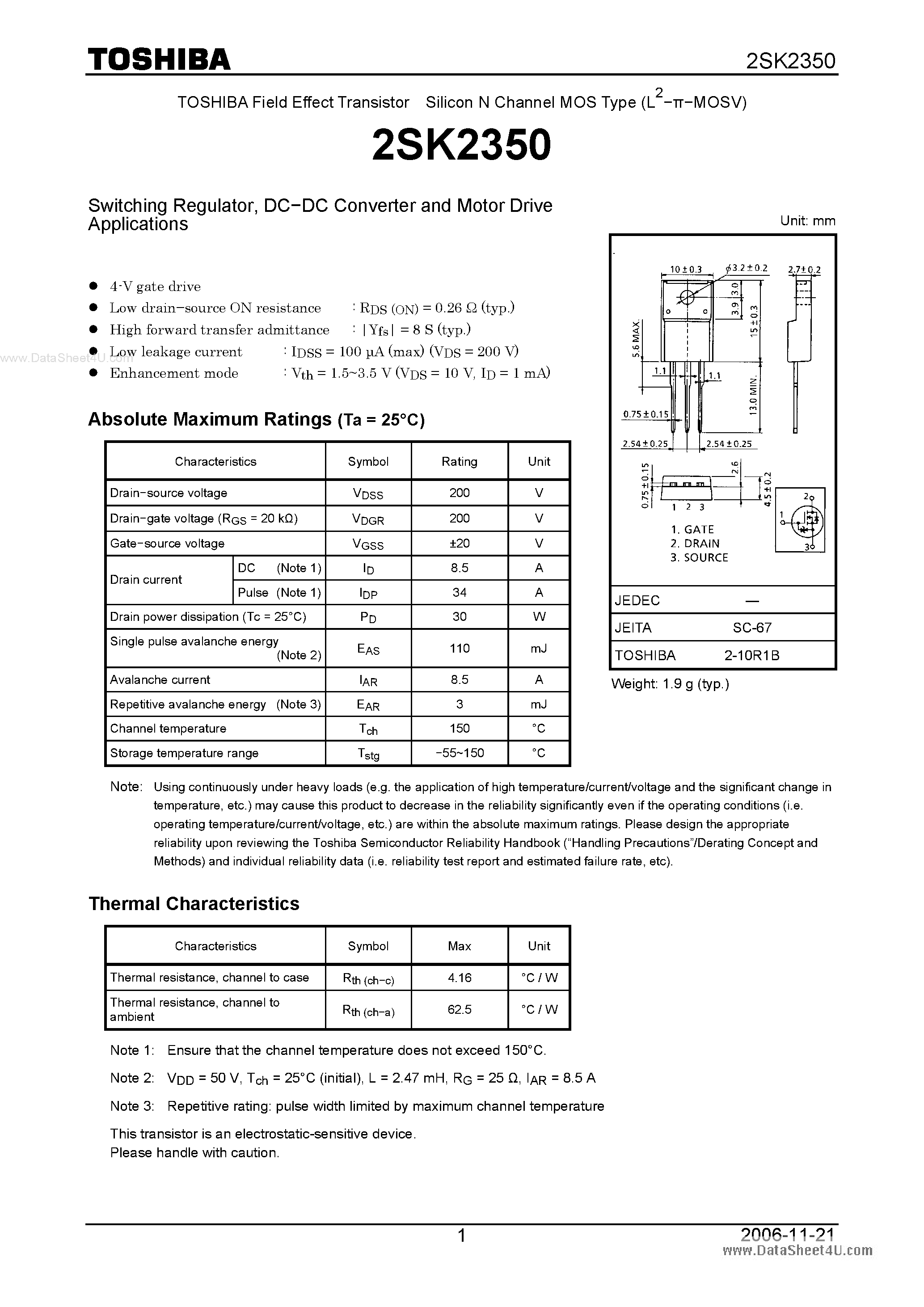 Datasheet K2350 - Search -----> 2SK2350 page 1