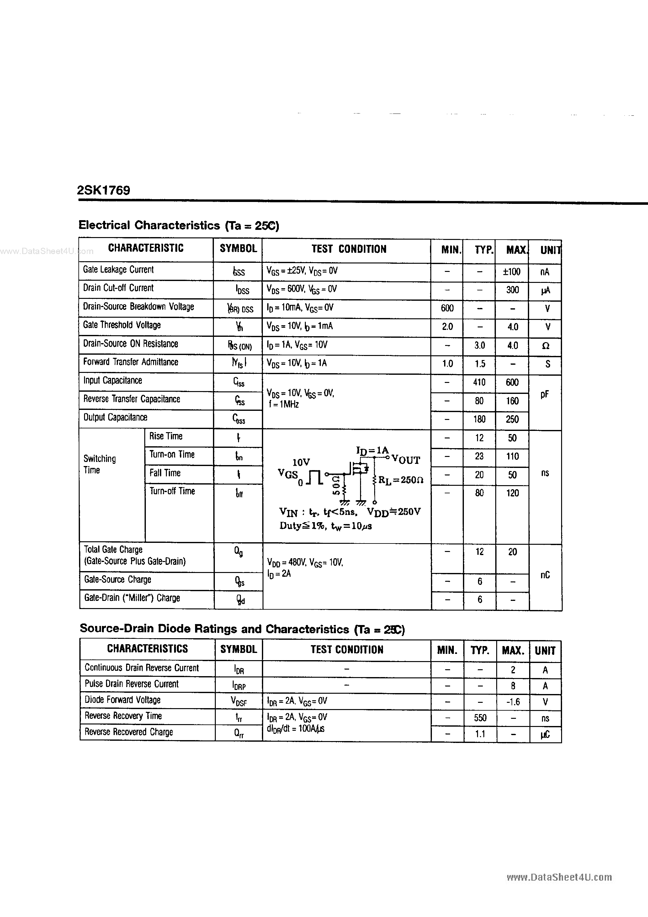 Datasheet 2SK1769 - Field Effect Transistor page 2