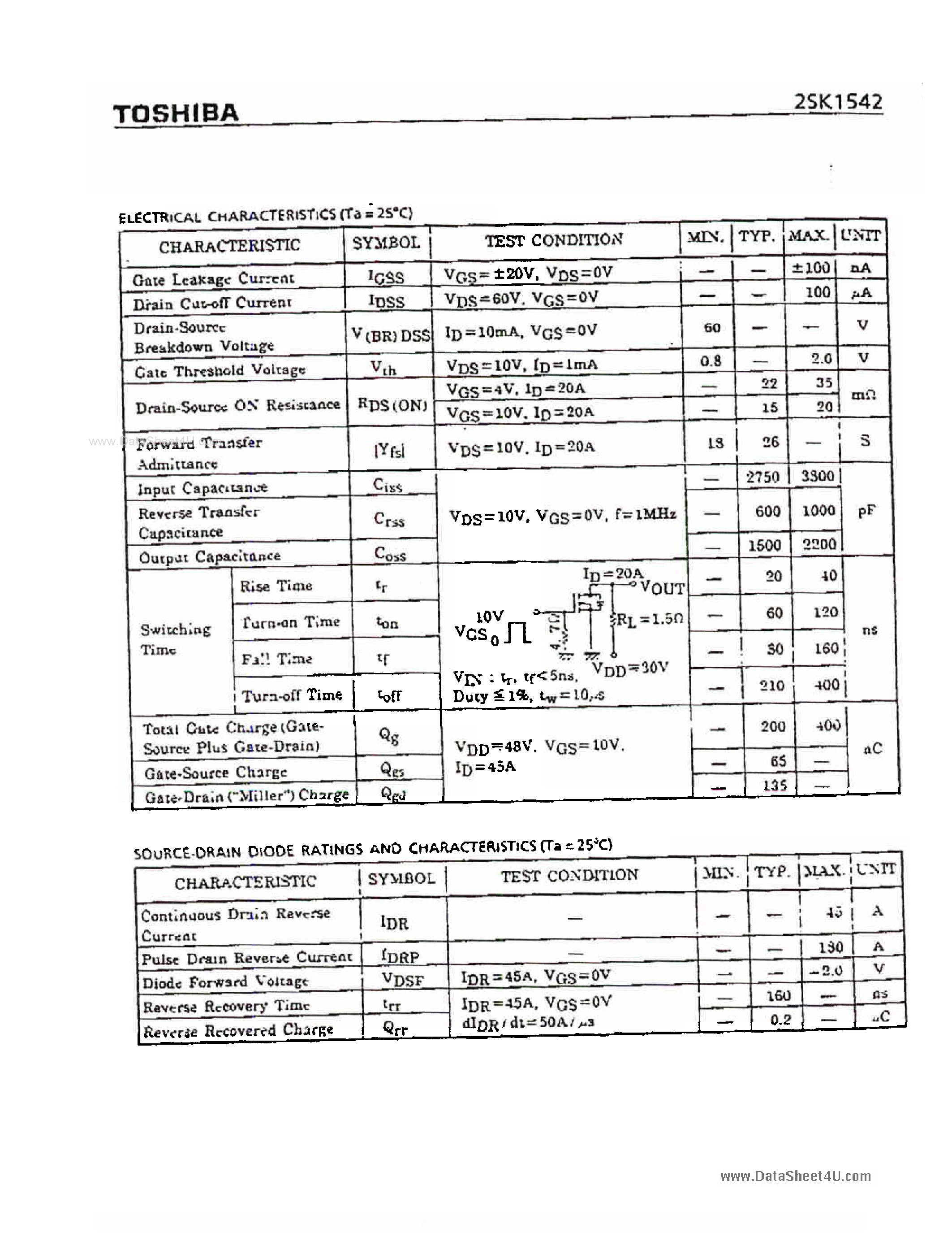 Datasheet 2SK1542 - Field Effect Transistor page 2