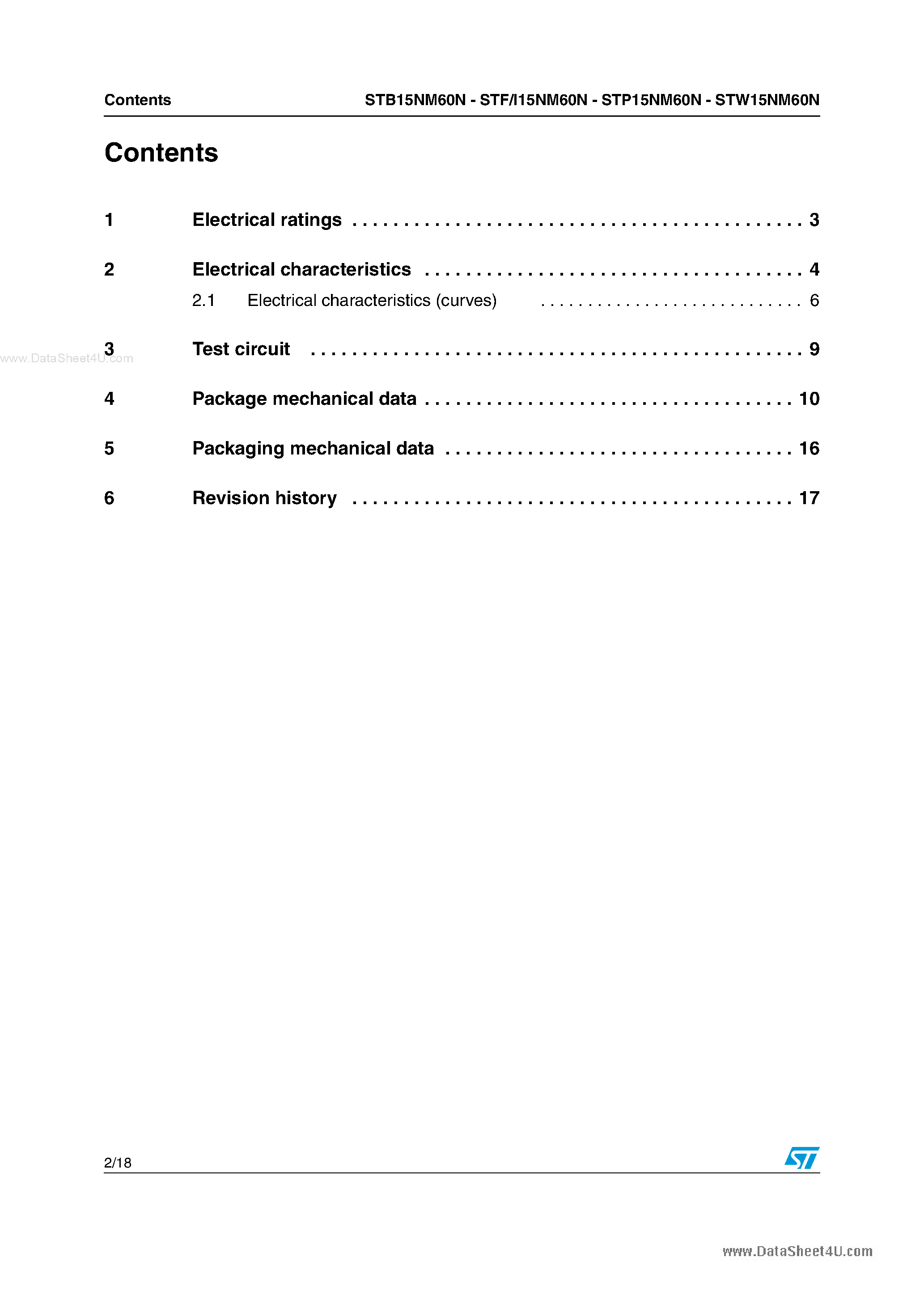 Даташит STP15NM60N - N-channel Power MOSFET страница 2