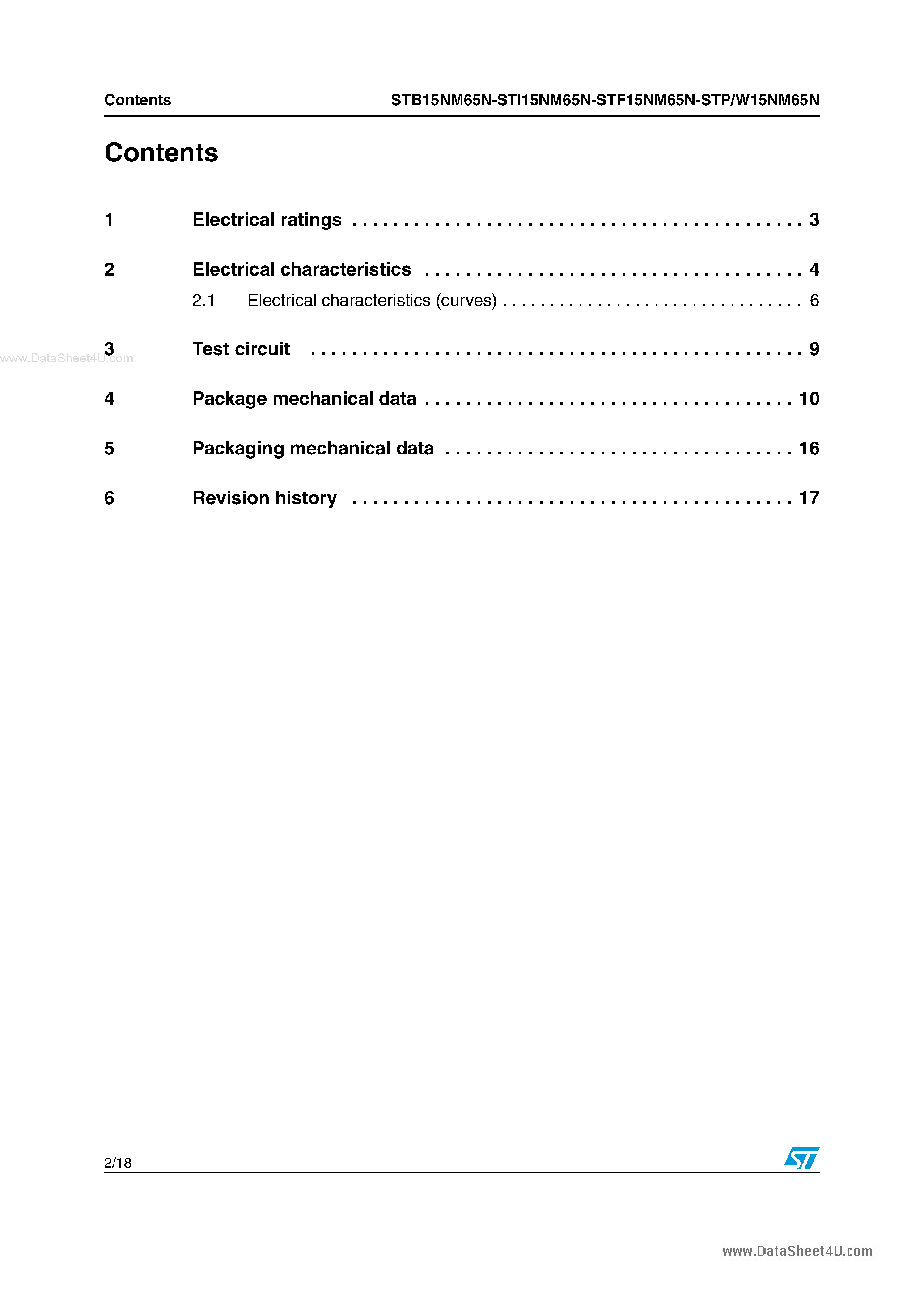 Даташит STP15NM65N - N-channel Power MOSFET страница 2