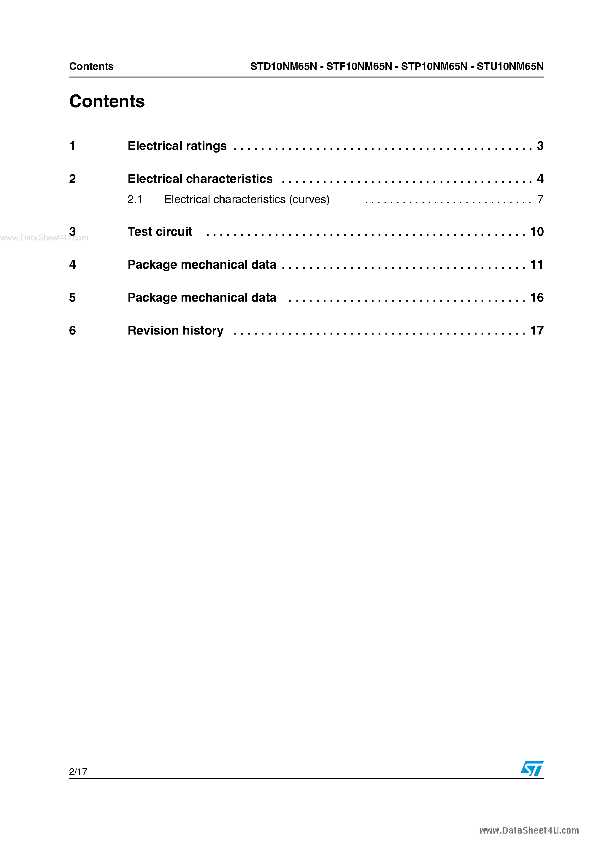 Datasheet STU10NM65N - N-channel Power MOSFET page 2