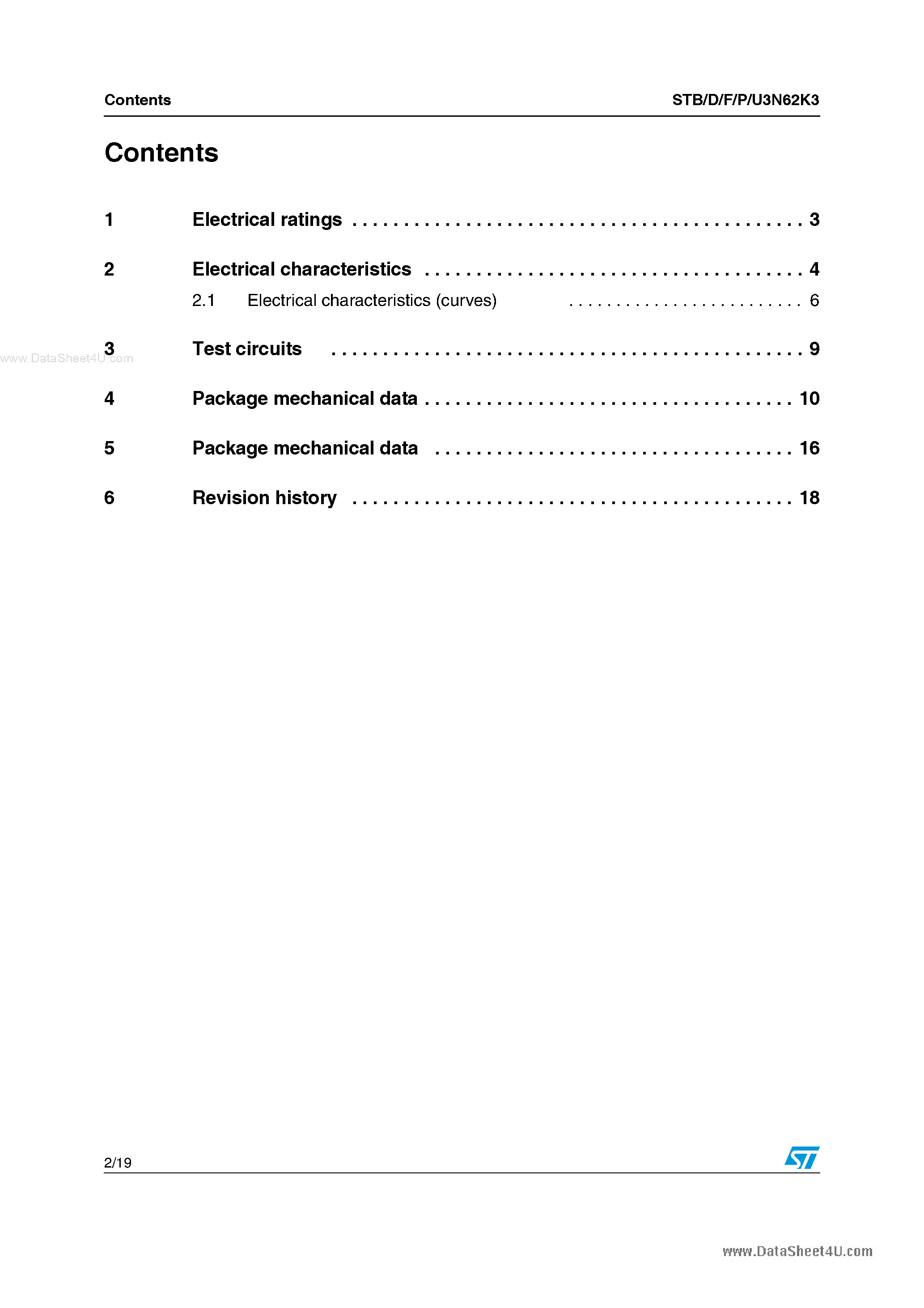 Datasheet STU3N62K3 - N-channel Power MOSFET page 2