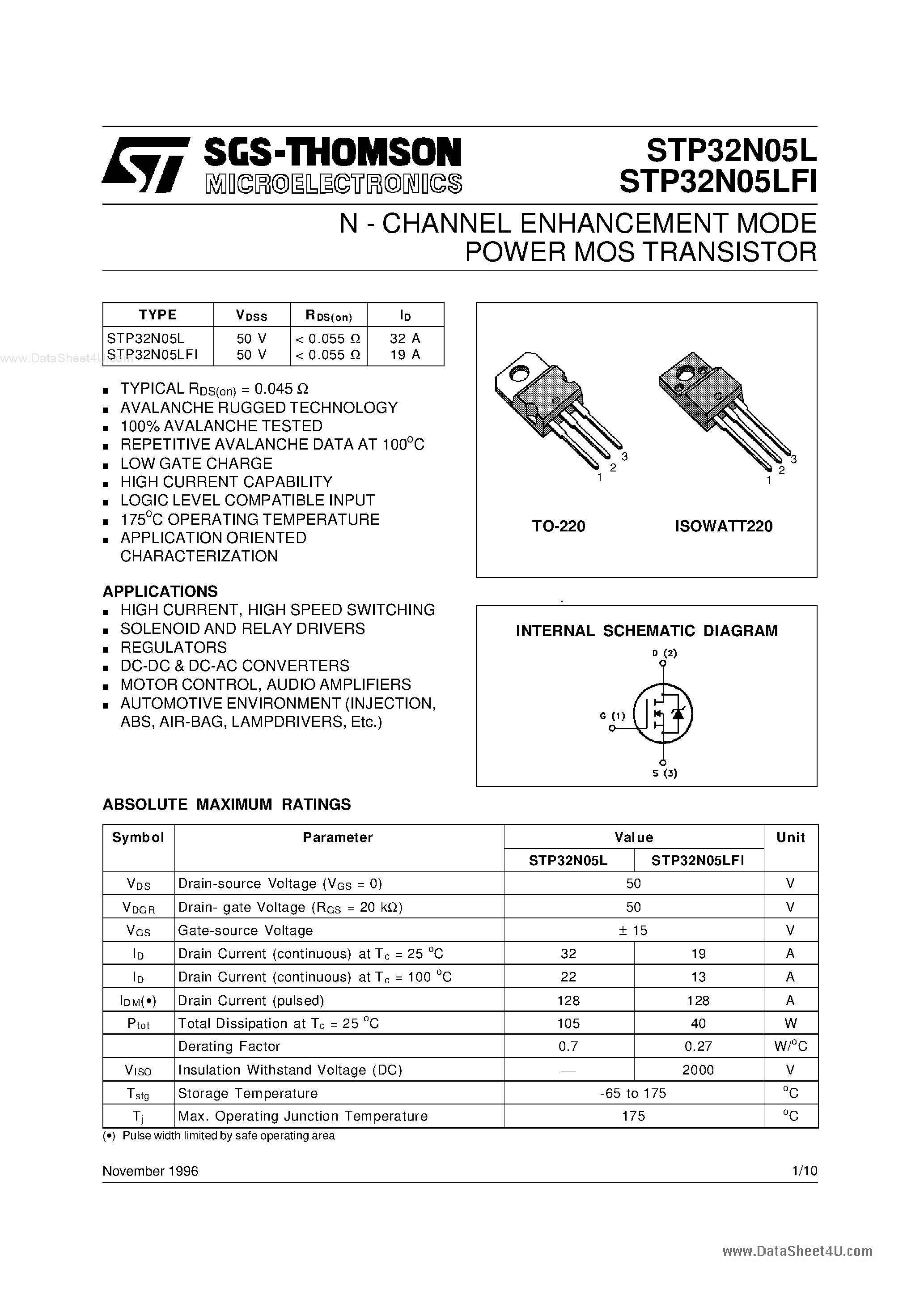 Даташит P32N05L - Search -----> STP32N05L страница 1