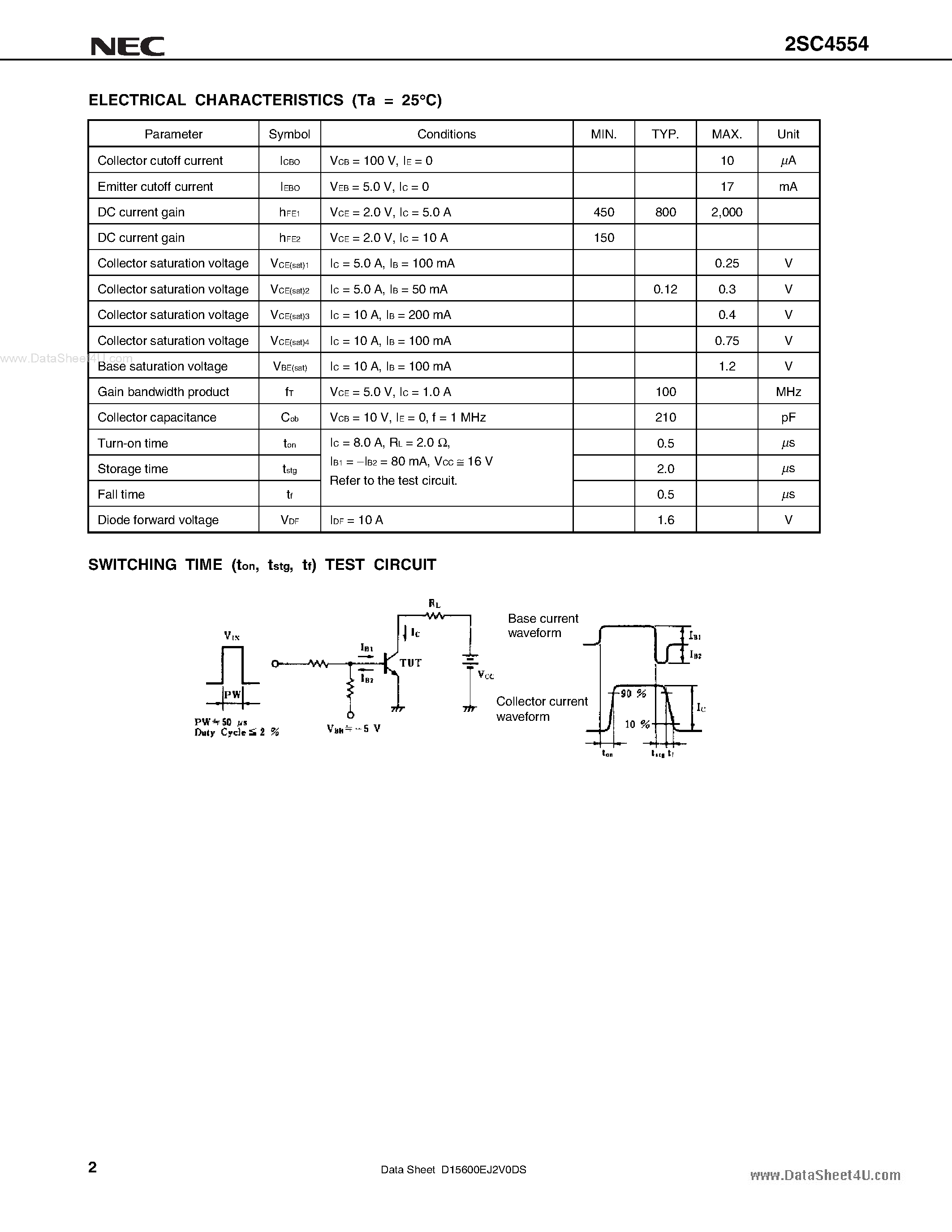 Datasheet C4554 page 2 Datasheet C4554 - Search -----> 2SC4554 page 2
