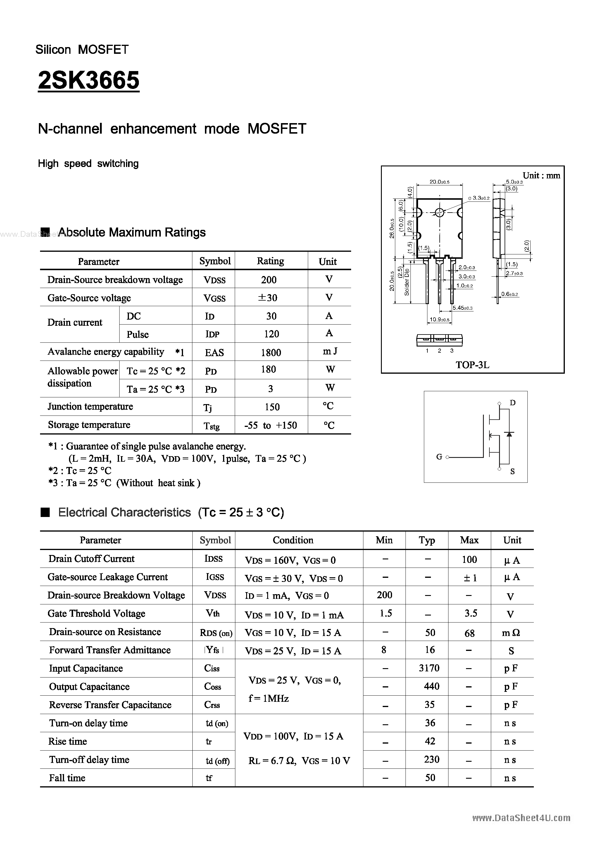 Datasheet K3665 - Search -----> 2SK3665 page 1