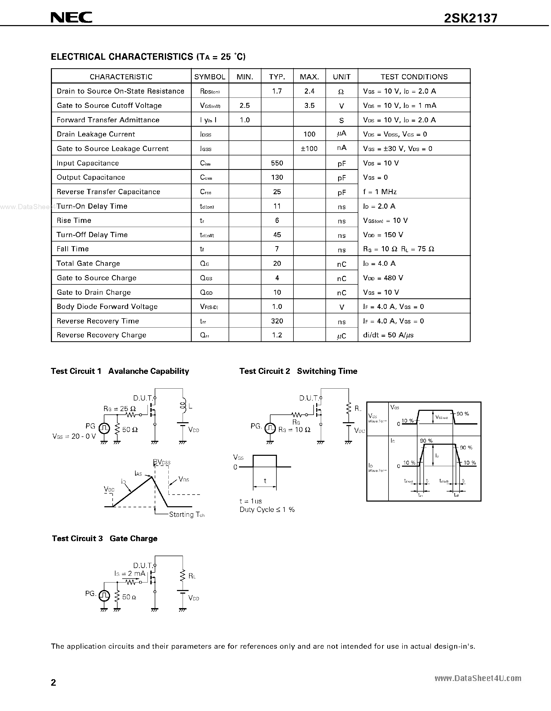 Datasheet K2137 - Search -----> 2SK2137 page 2