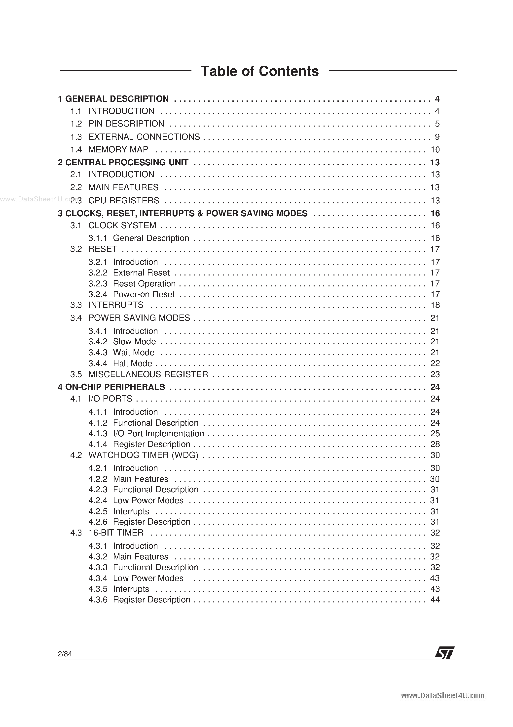 Datasheet ST72101 - (ST72xxx) 8-BIT MCU page 2