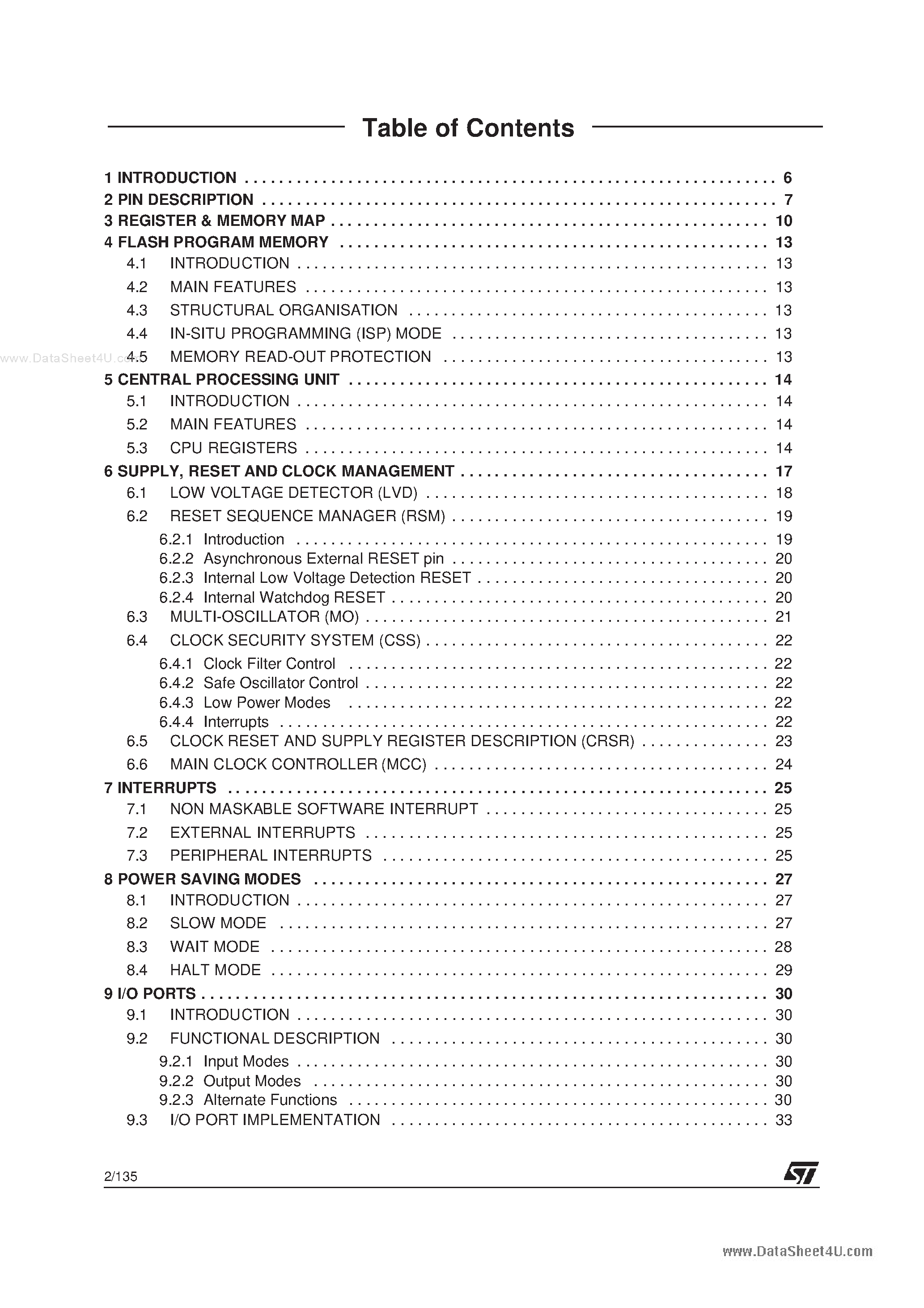 Datasheet ST72104G - (ST72xxxG) 8-BIT MCU page 2