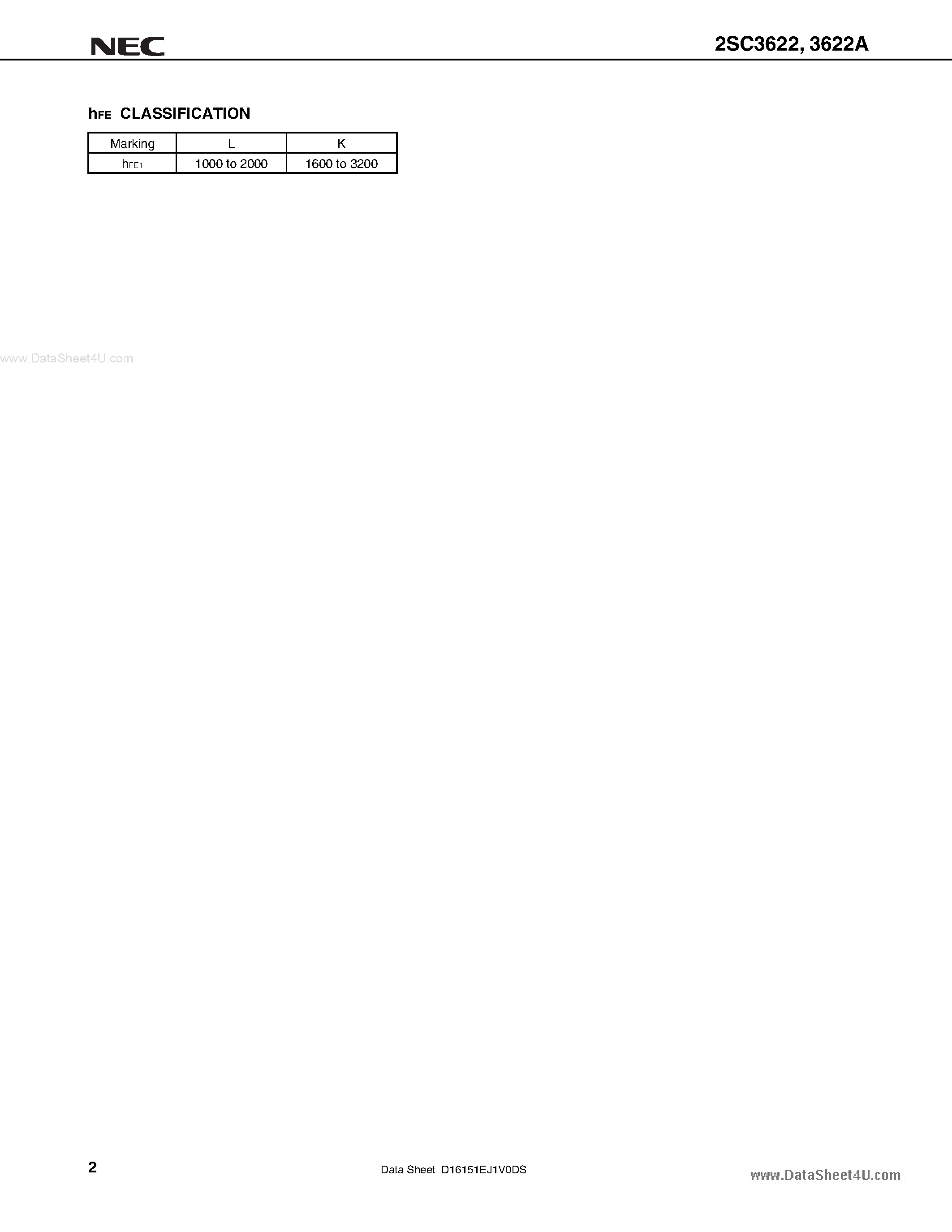 Datasheet C3622 - Search -----> 2SC3622 page 2