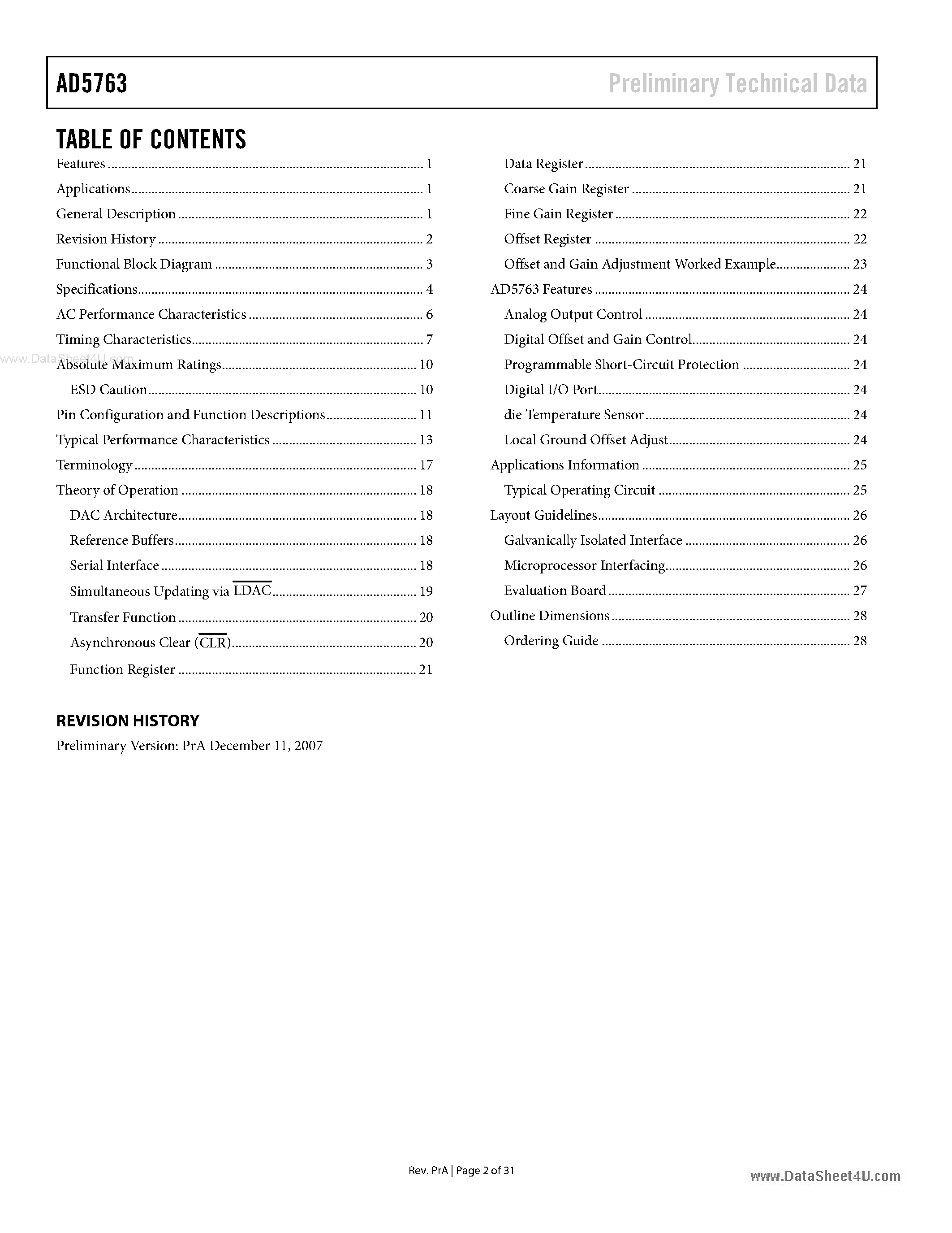 Datasheet AD5763 - Complete Dual / 16-Bit / High Accuracy page 2