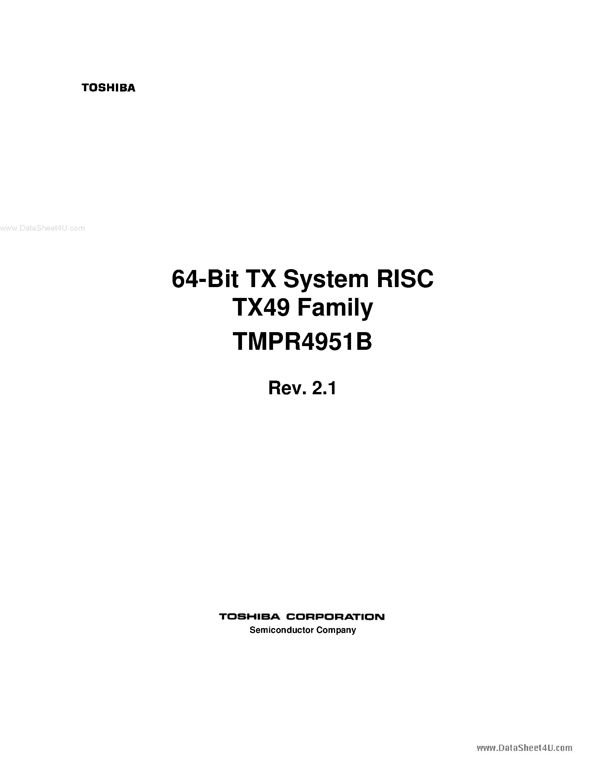 Даташит TMPR4951B - 64-Bit TX System RISC TX49 Family страница 1