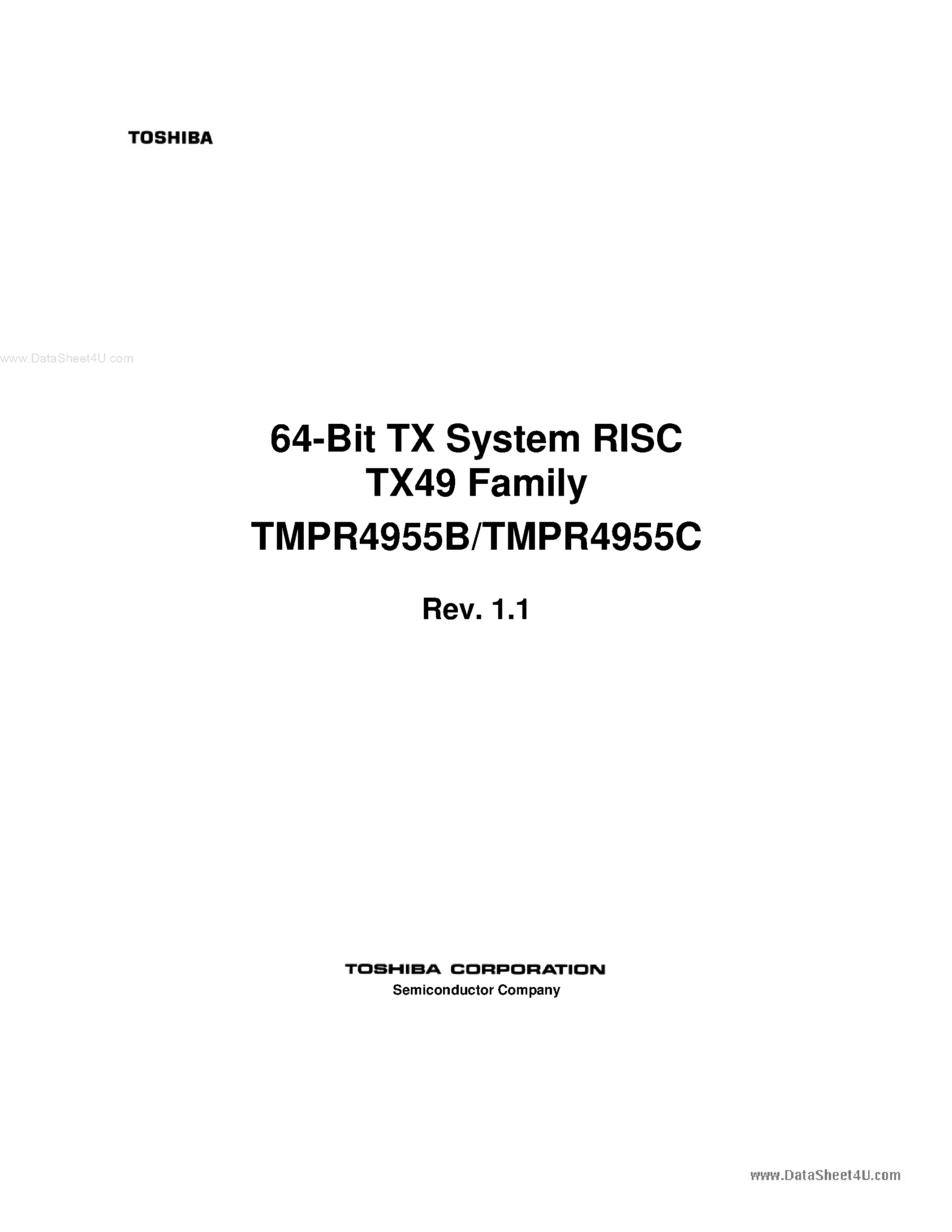 Даташит TMPR4955B - 64-Bit TX System RISC TX49 Family страница 1