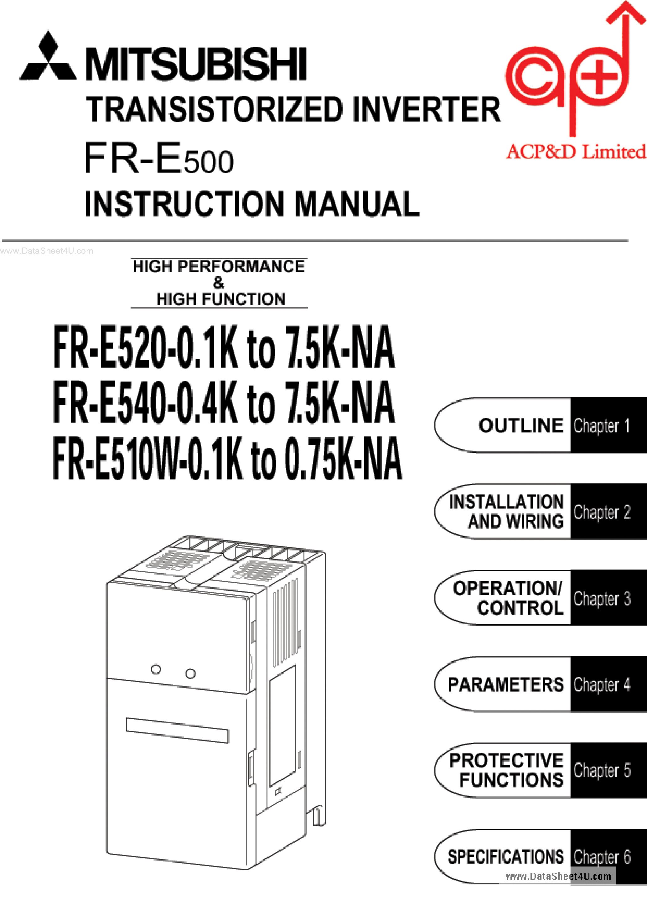 Даташит FR-E510W-xxK-NA - Transistorized Inverter страница 1