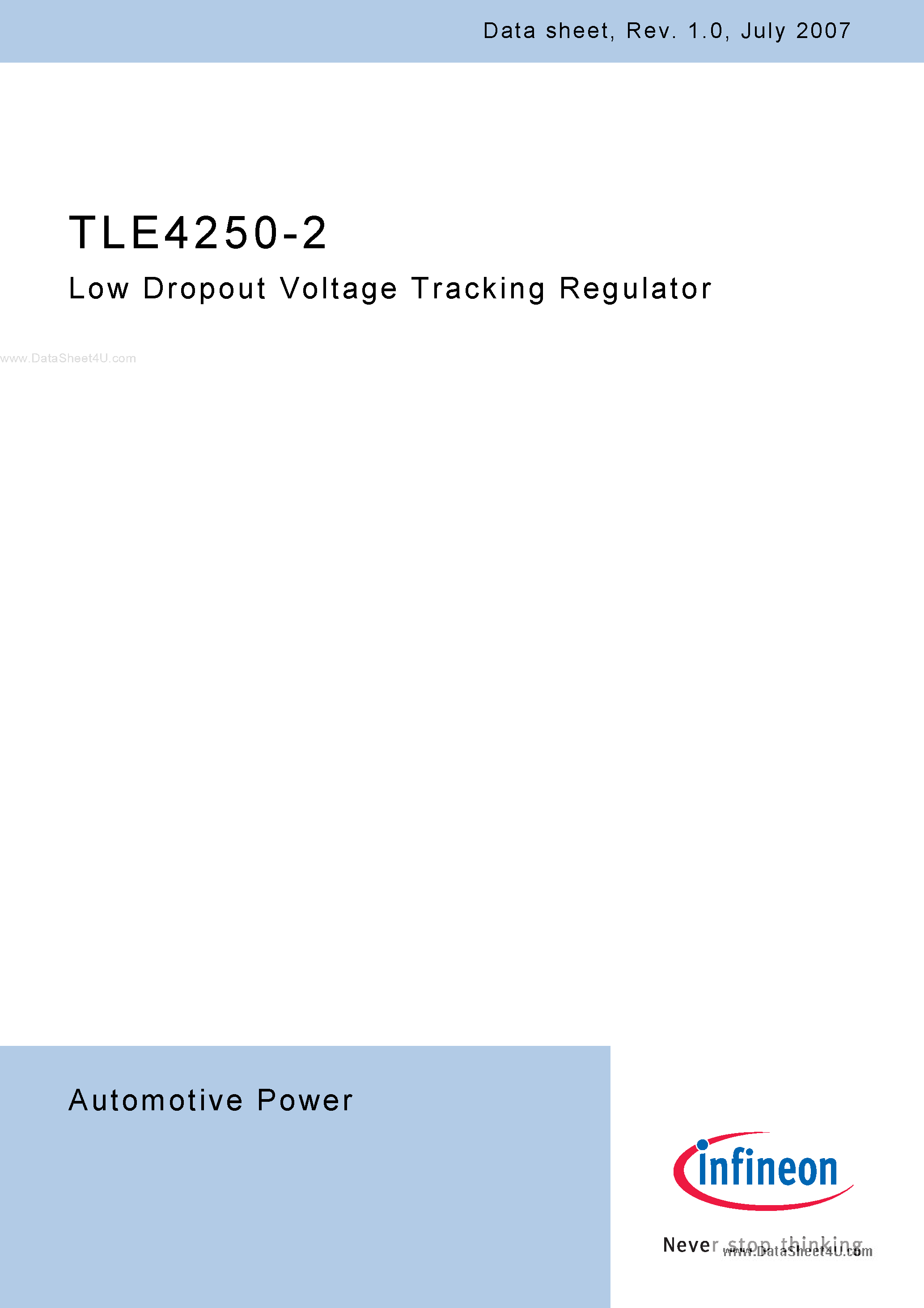 Datasheet TLE4250-2 page 1 Datasheet TLE4250-2 - Low-Drop Voltage Tracking Regulator page 1