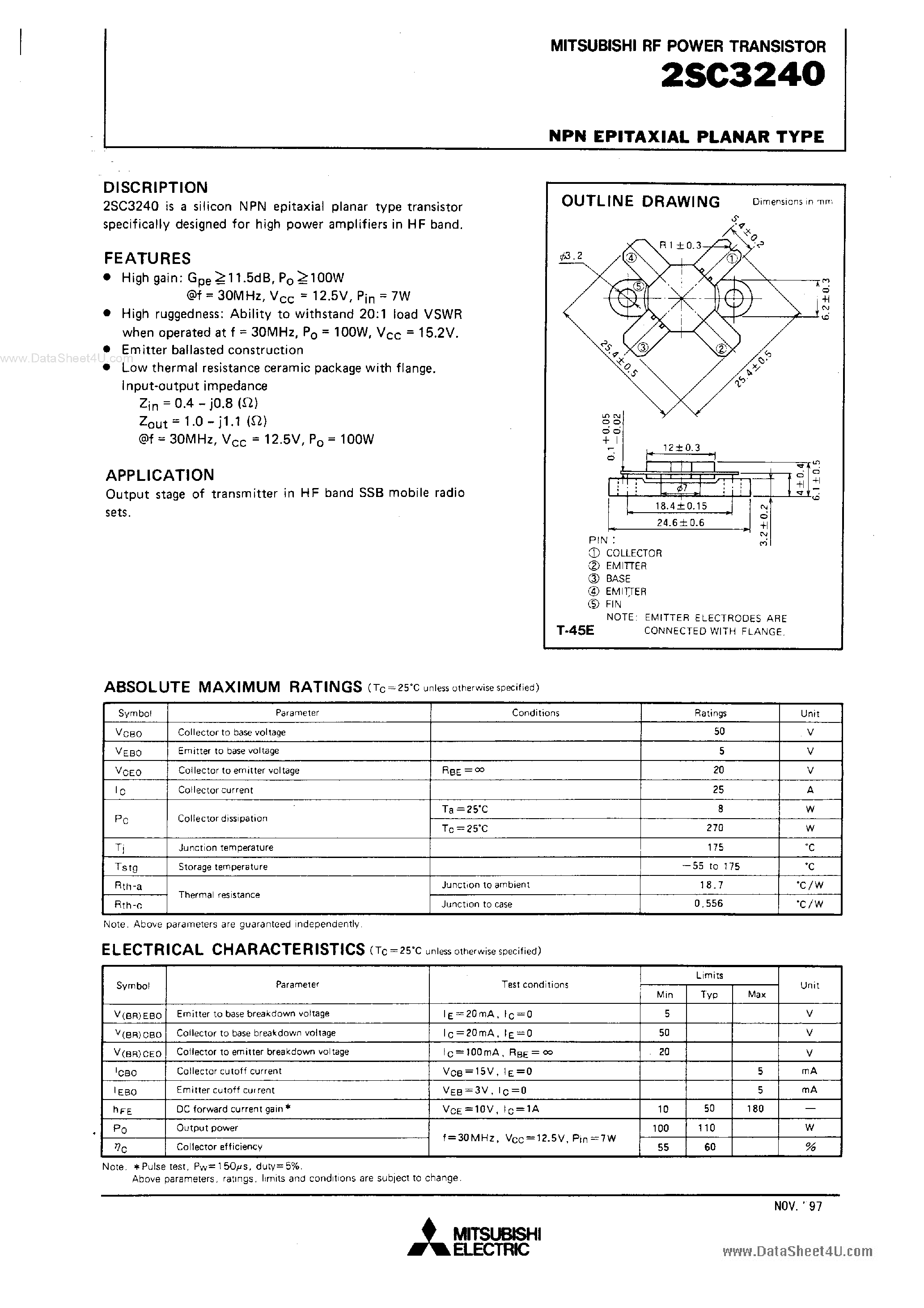 Даташит C3240 - Search -----> 2SC3240 страница 1