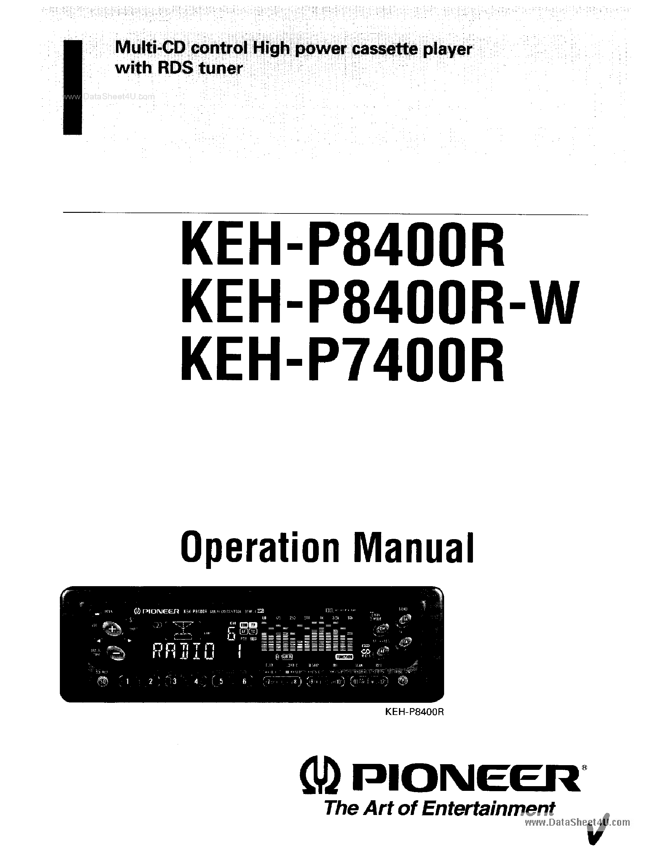 Datasheet KEH-P8400R - (KEH-P7400R / KEH-P8400R) Cassette Player with RDS Tuner page 1