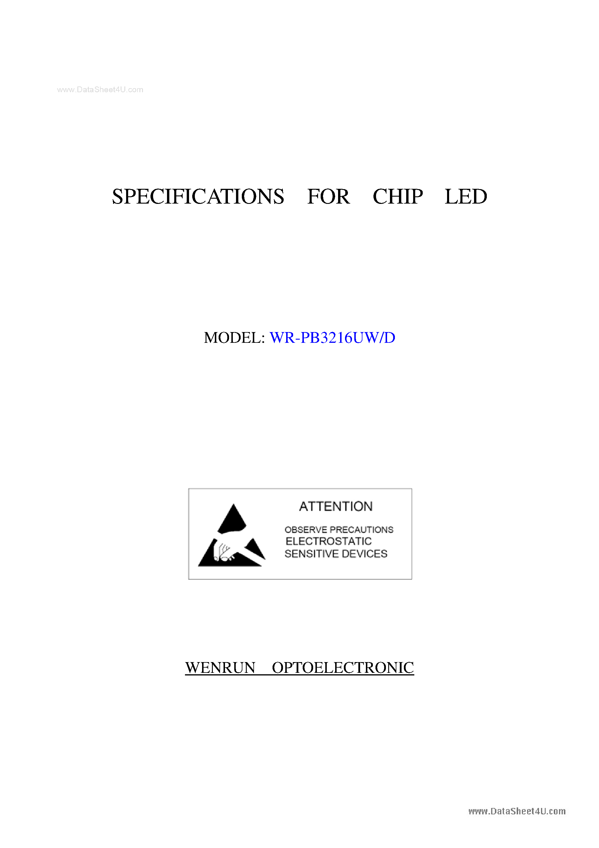 Datasheet WR-PB3216UW/D - Chip LED page 1