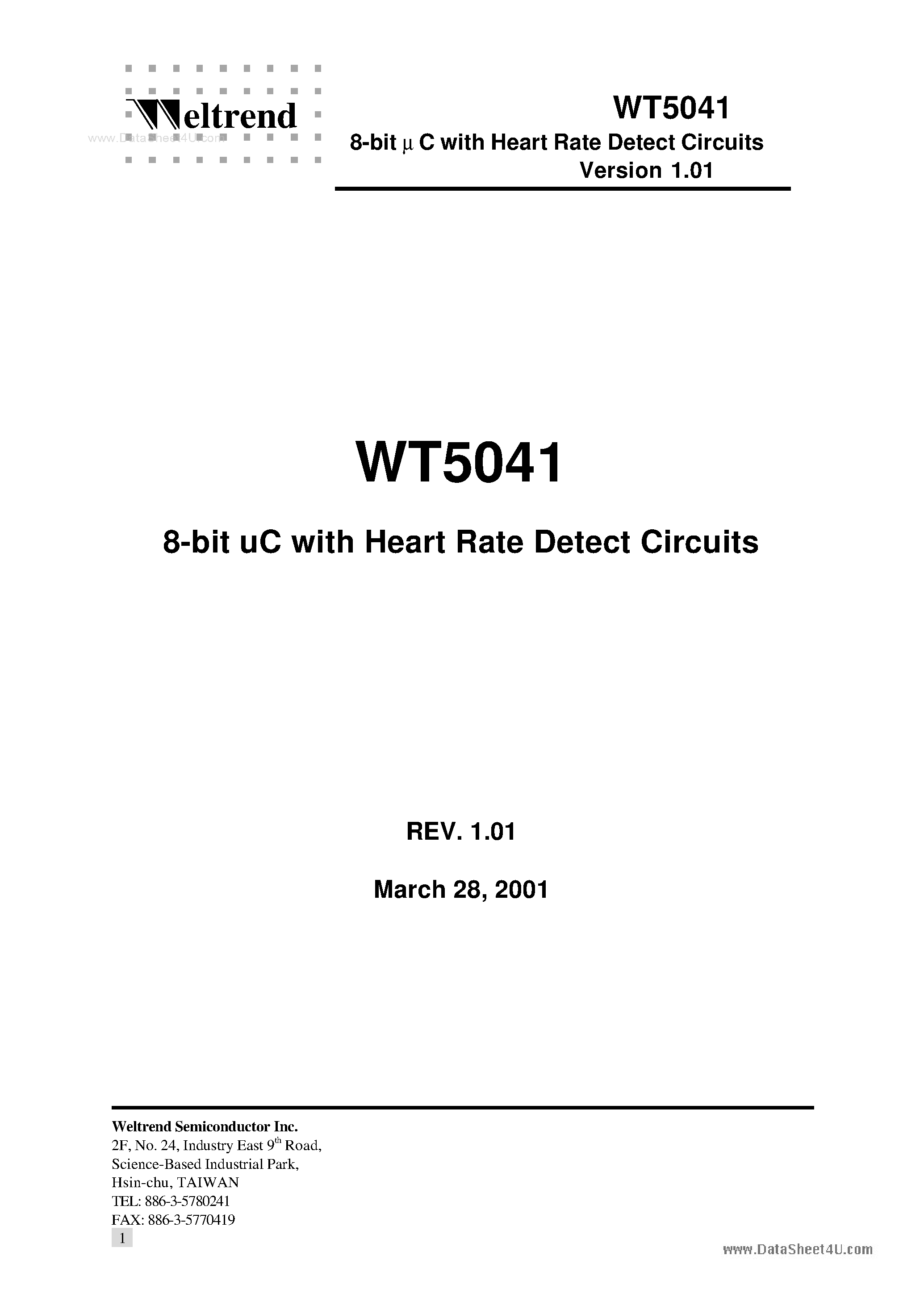 Даташит WT5041 - 8-Bit uC страница 1