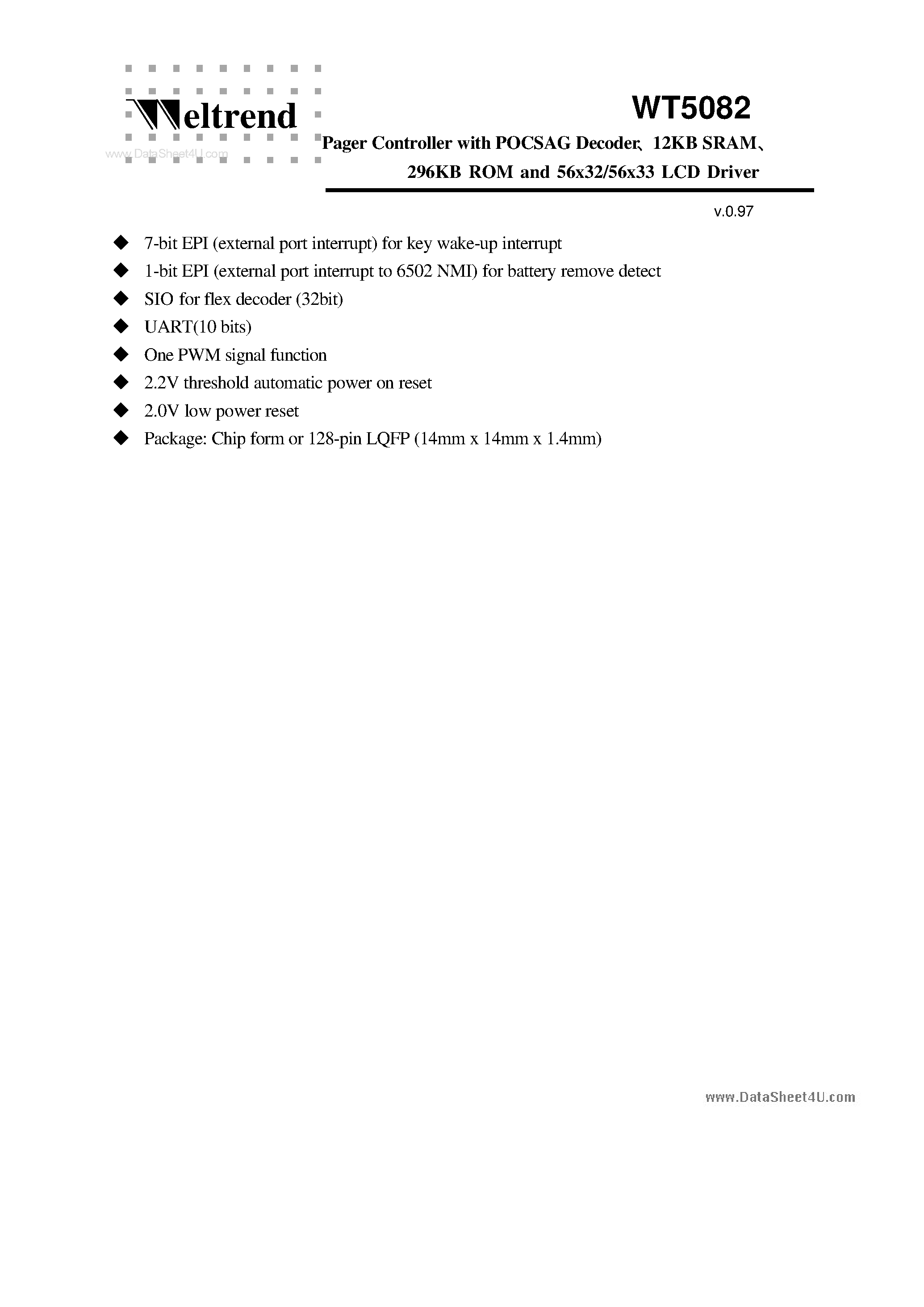 Даташит WT5082 - 8-Bit uC страница 2