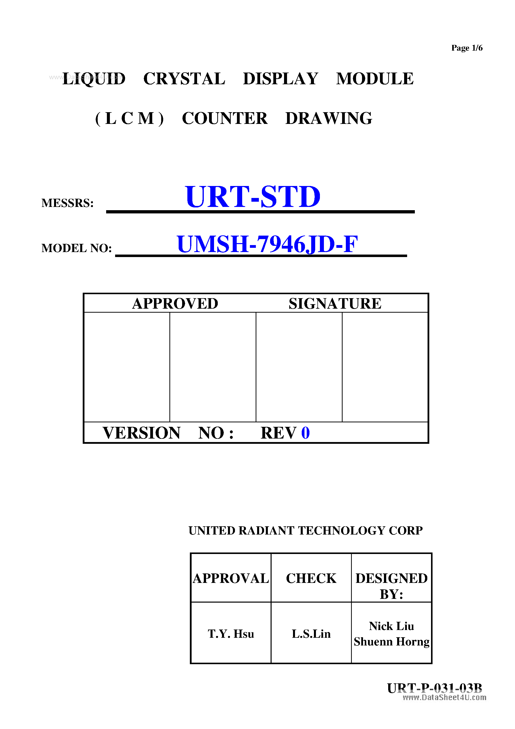 Даташит UMSH-7946JD-F - LCD Module страница 1