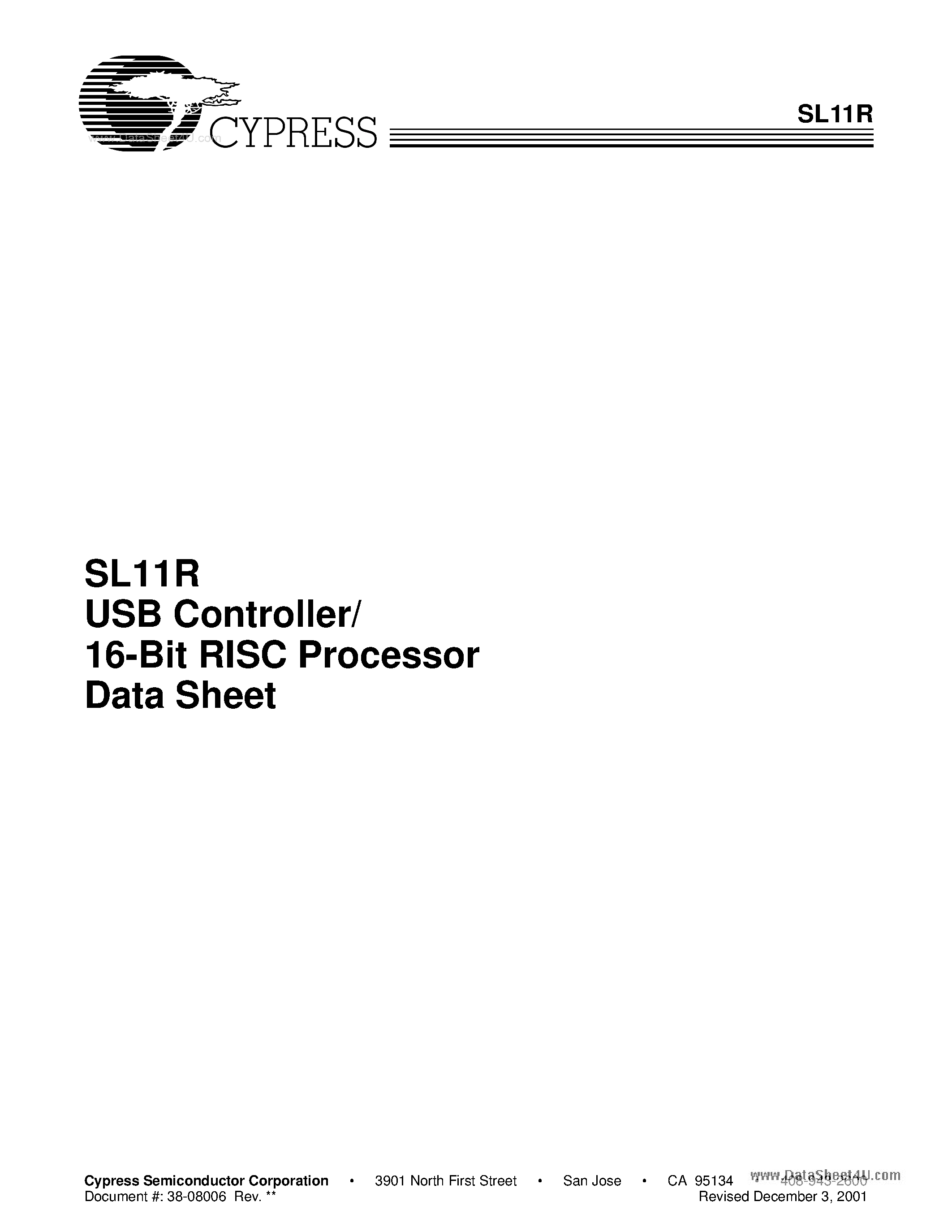 Datasheet SL11R - USB Controller/ 16-Bit RISC Processor page 1