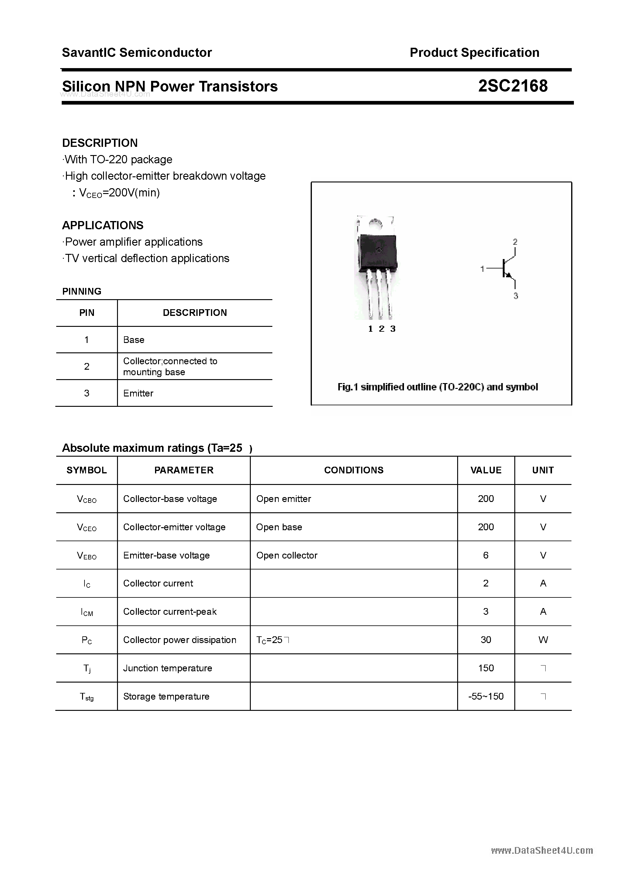 Datasheet C2168 - Search -----> 2SC2168 page 1