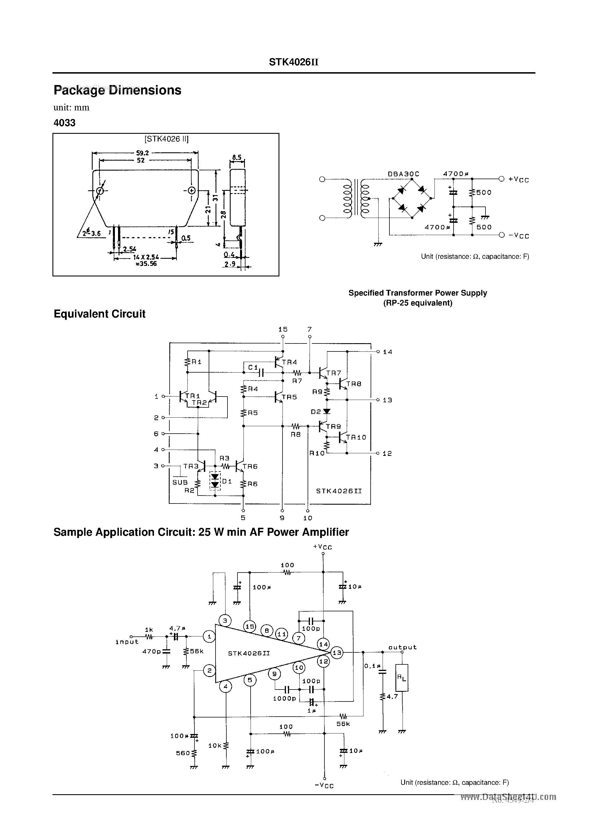 Datasheet STK4026II - af Power Amplifier page 2