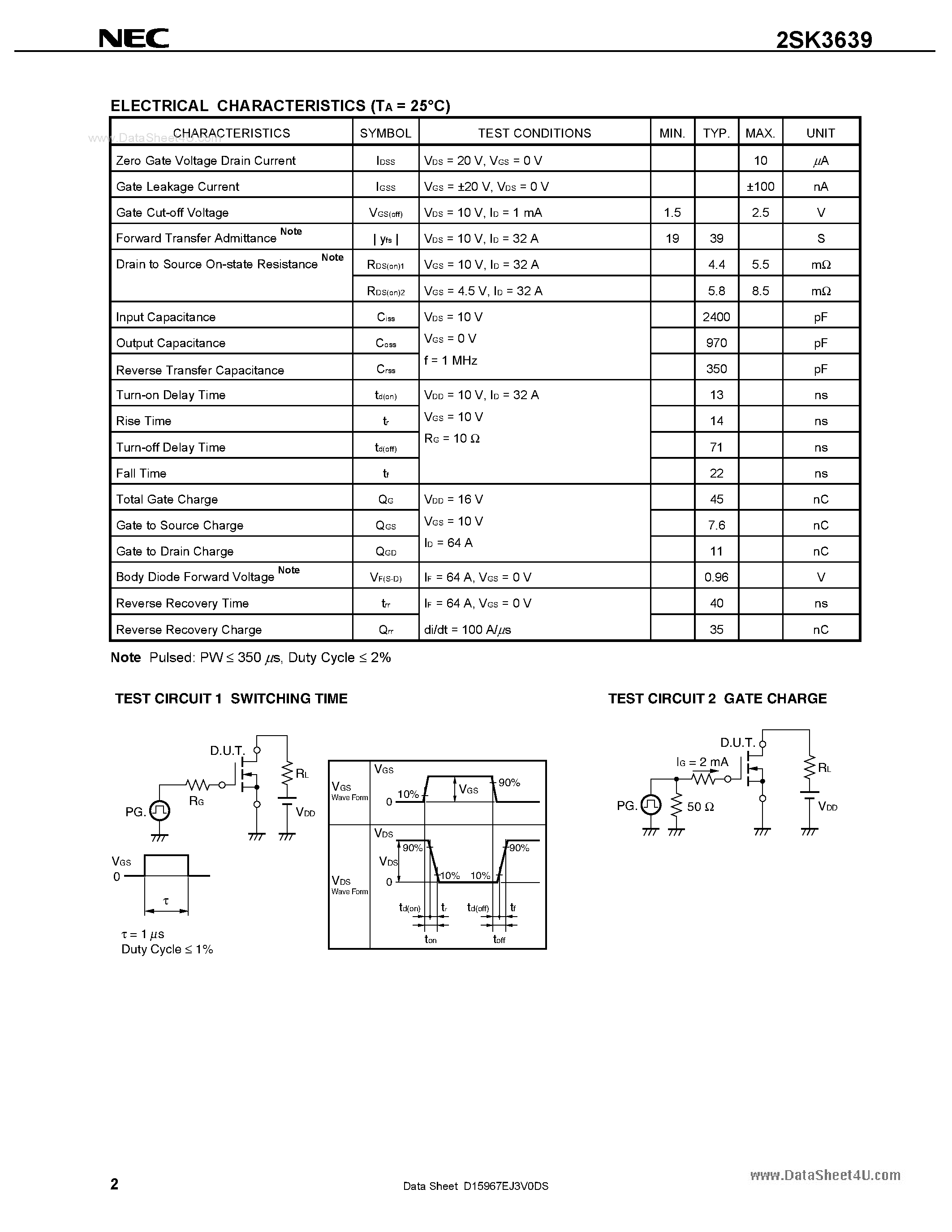 Datasheet K3639 - Search -----> 2SK3639 page 2