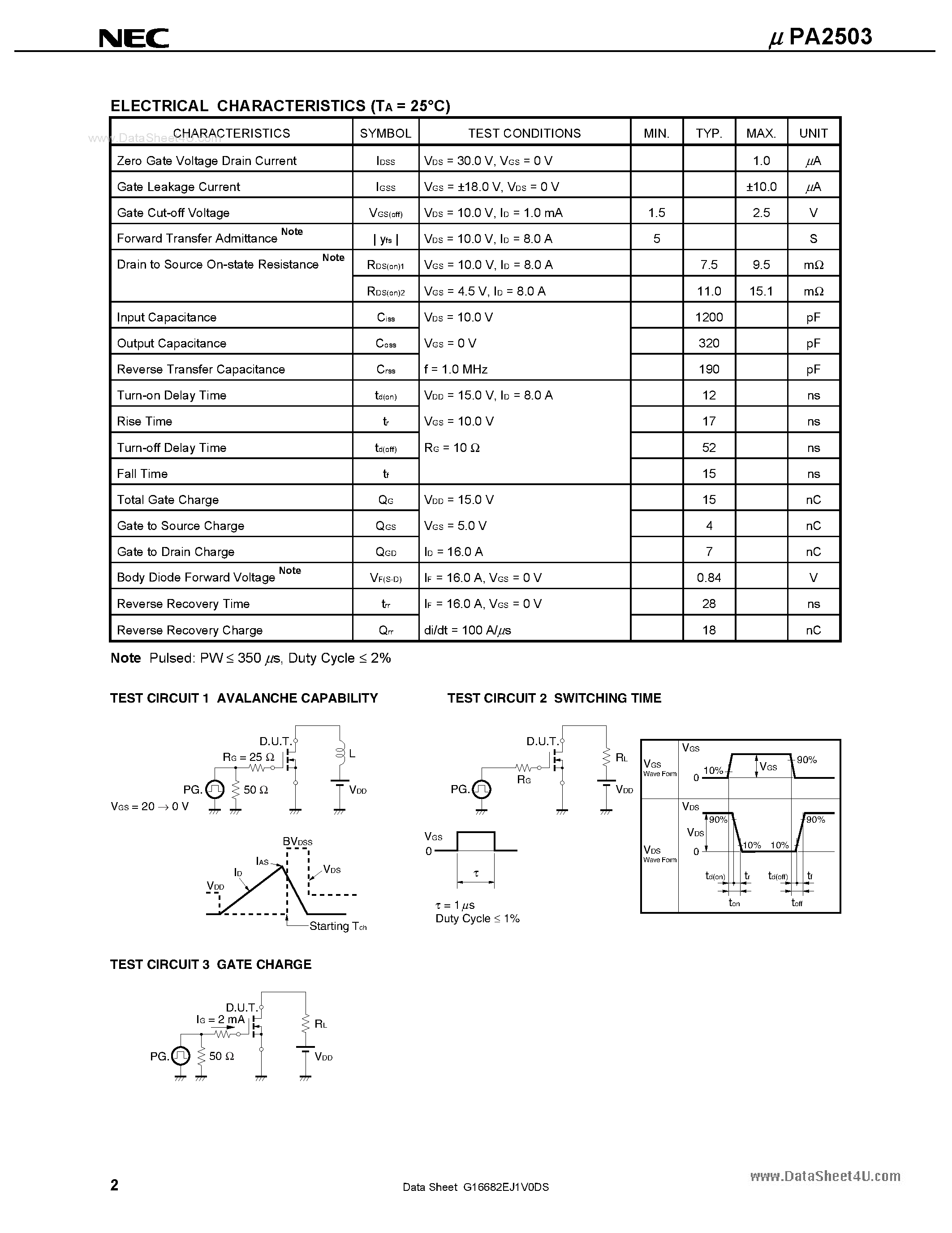 Даташит UPA2503 - N-CHANNEL MOS FIELD EFFECT TRANSISTOR страница 2