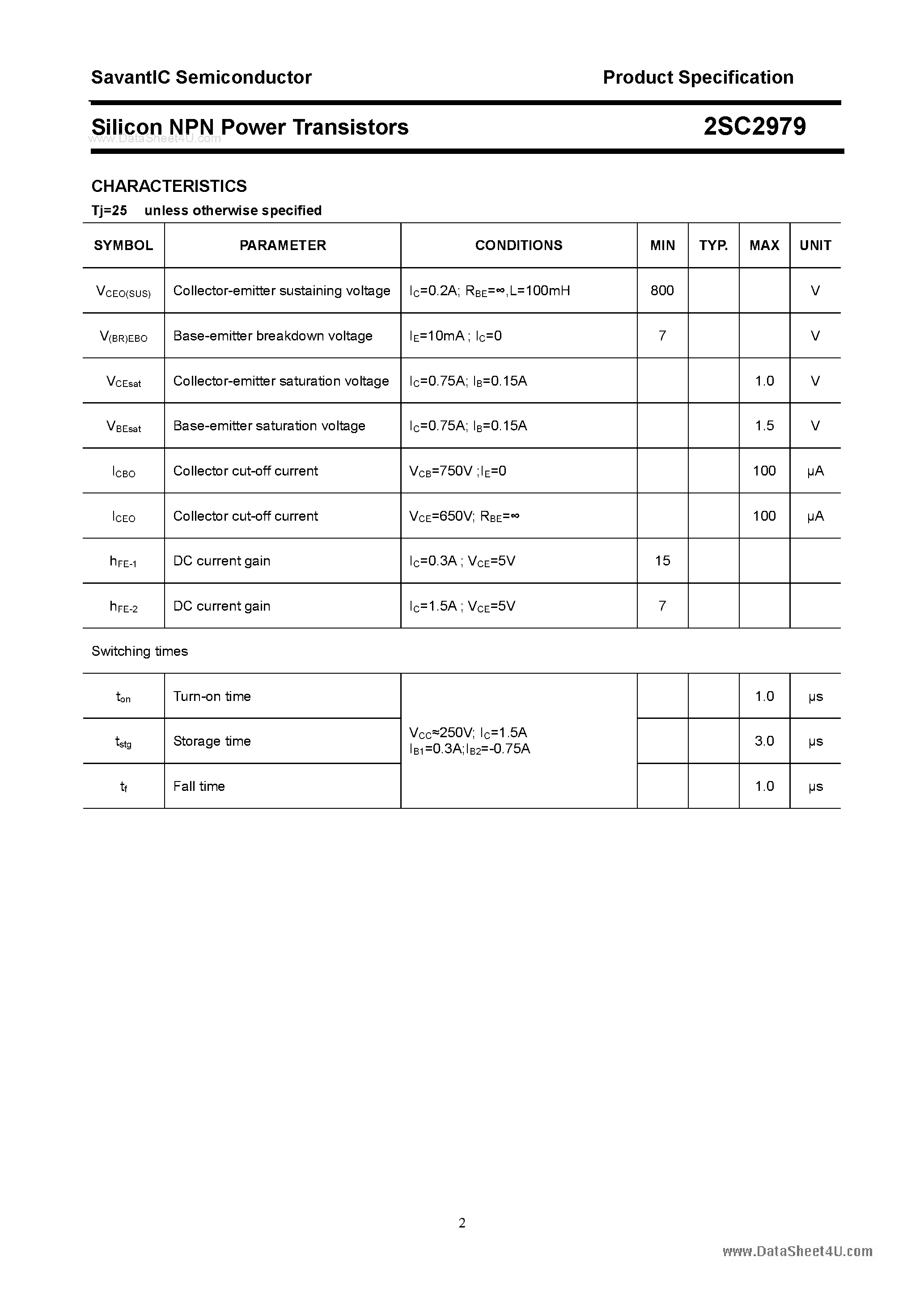 Datasheet 2SC2979 - SILICON POWER TRANSISTOR page 2