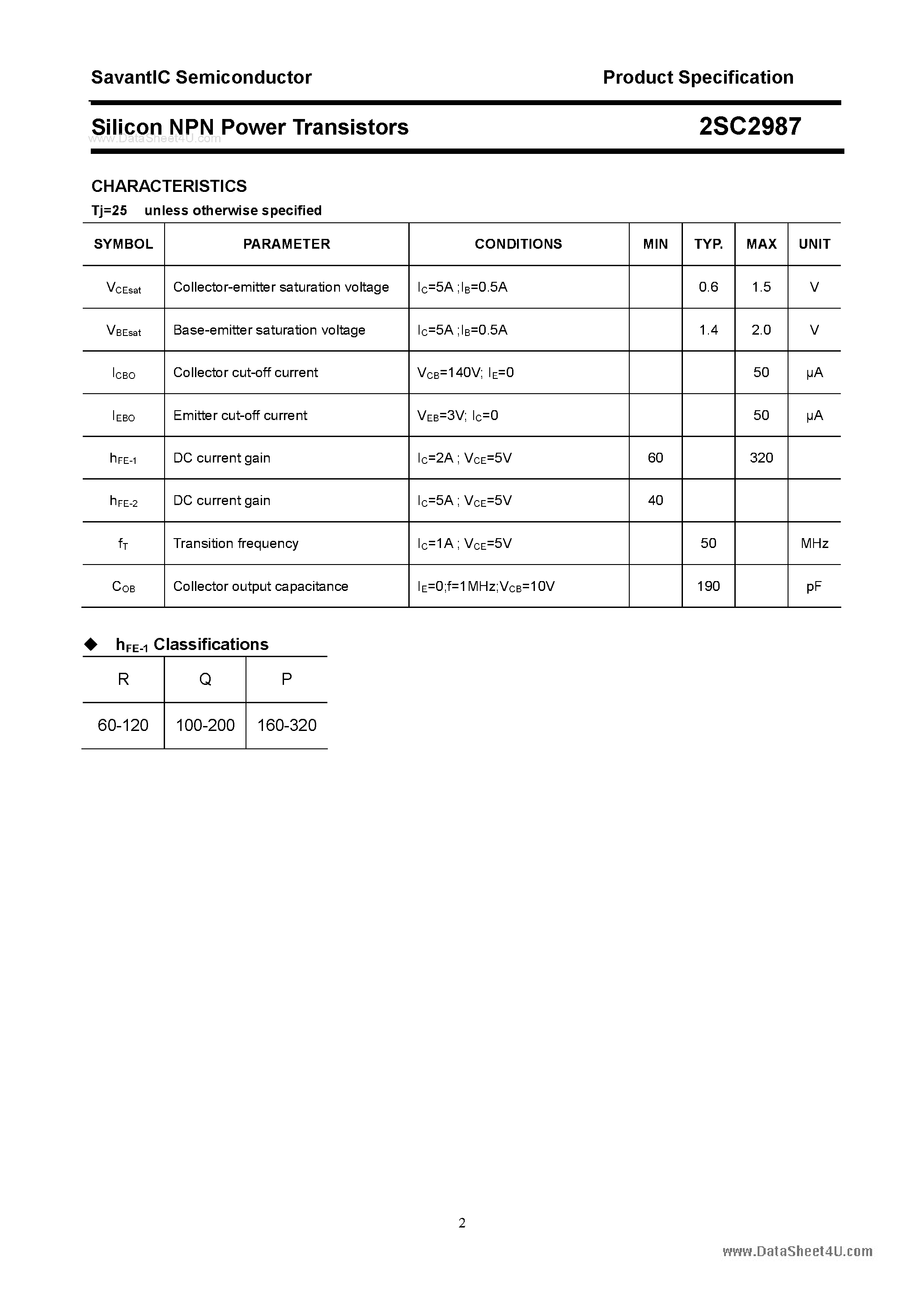 Даташит 2SC2987 - SILICON POWER TRANSISTOR страница 2