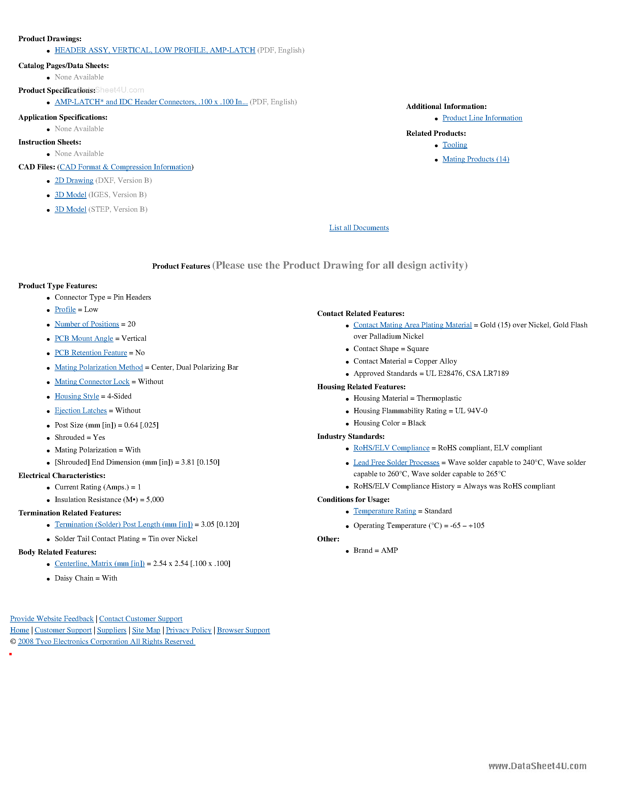 Datasheet 5103308-5 - Pin Headers page 2