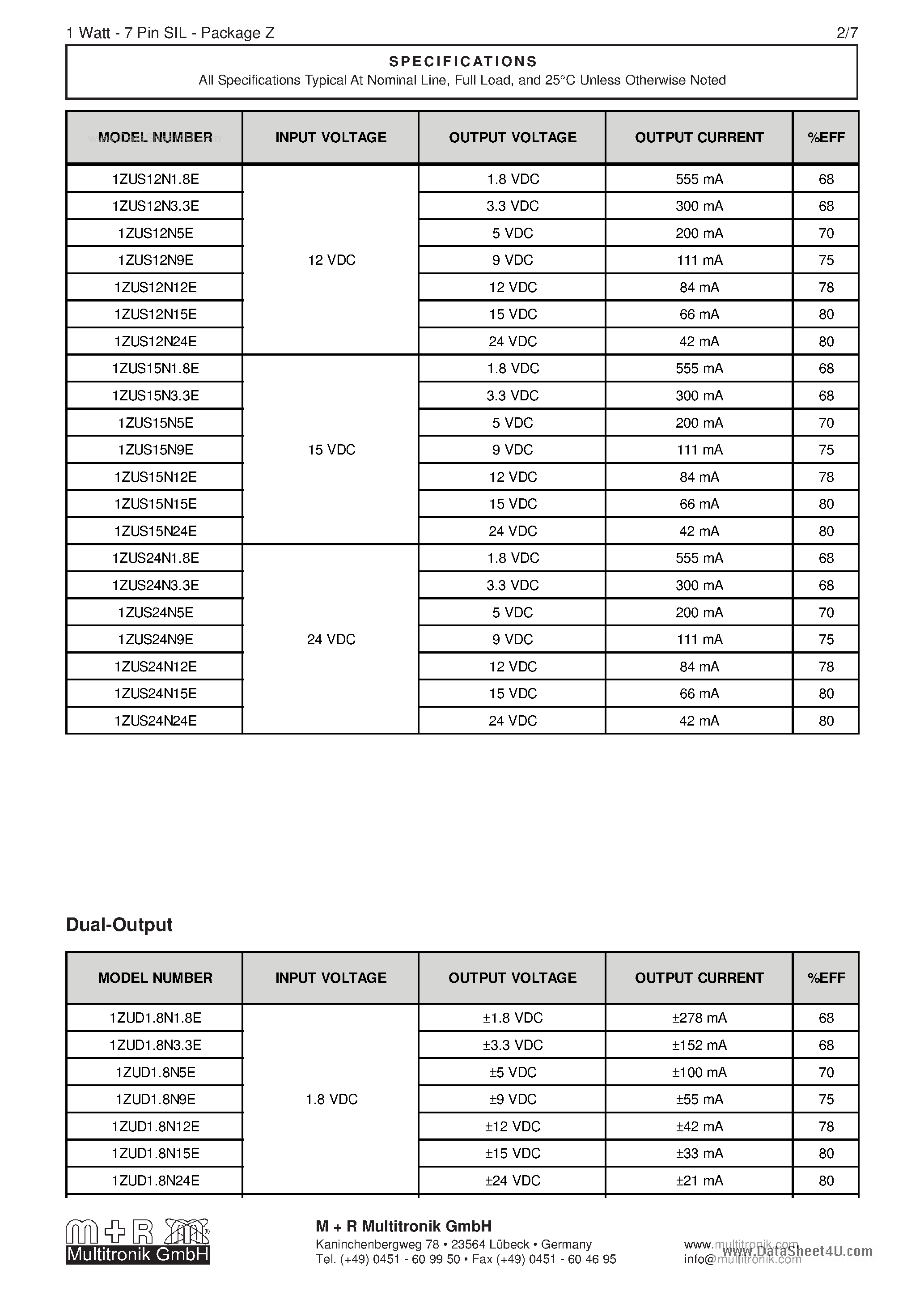 Datasheet 1ZUS12N12E - 7-Pin SIL Package Z page 2