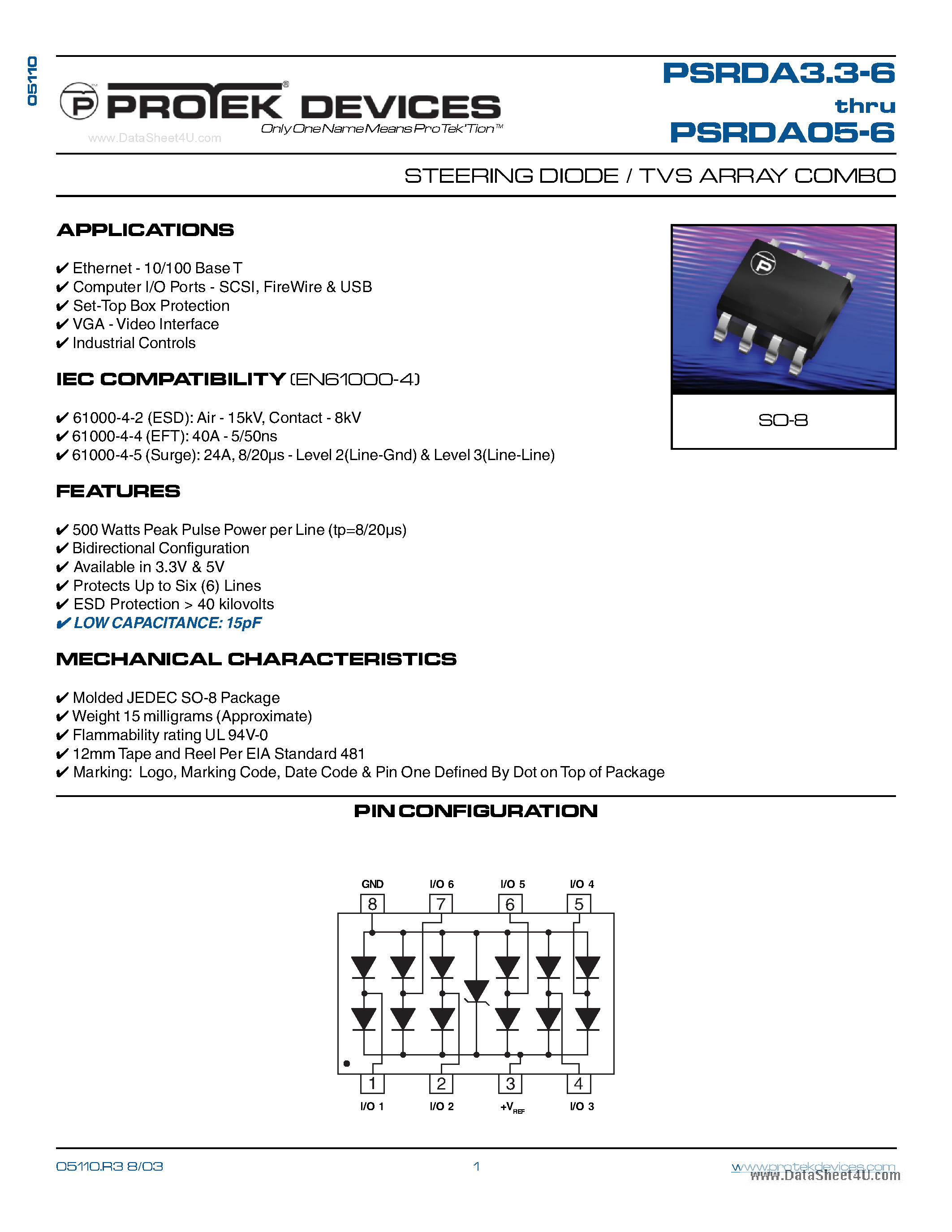 Даташит PSRDA3.3-6 - Steering Diode страница 1