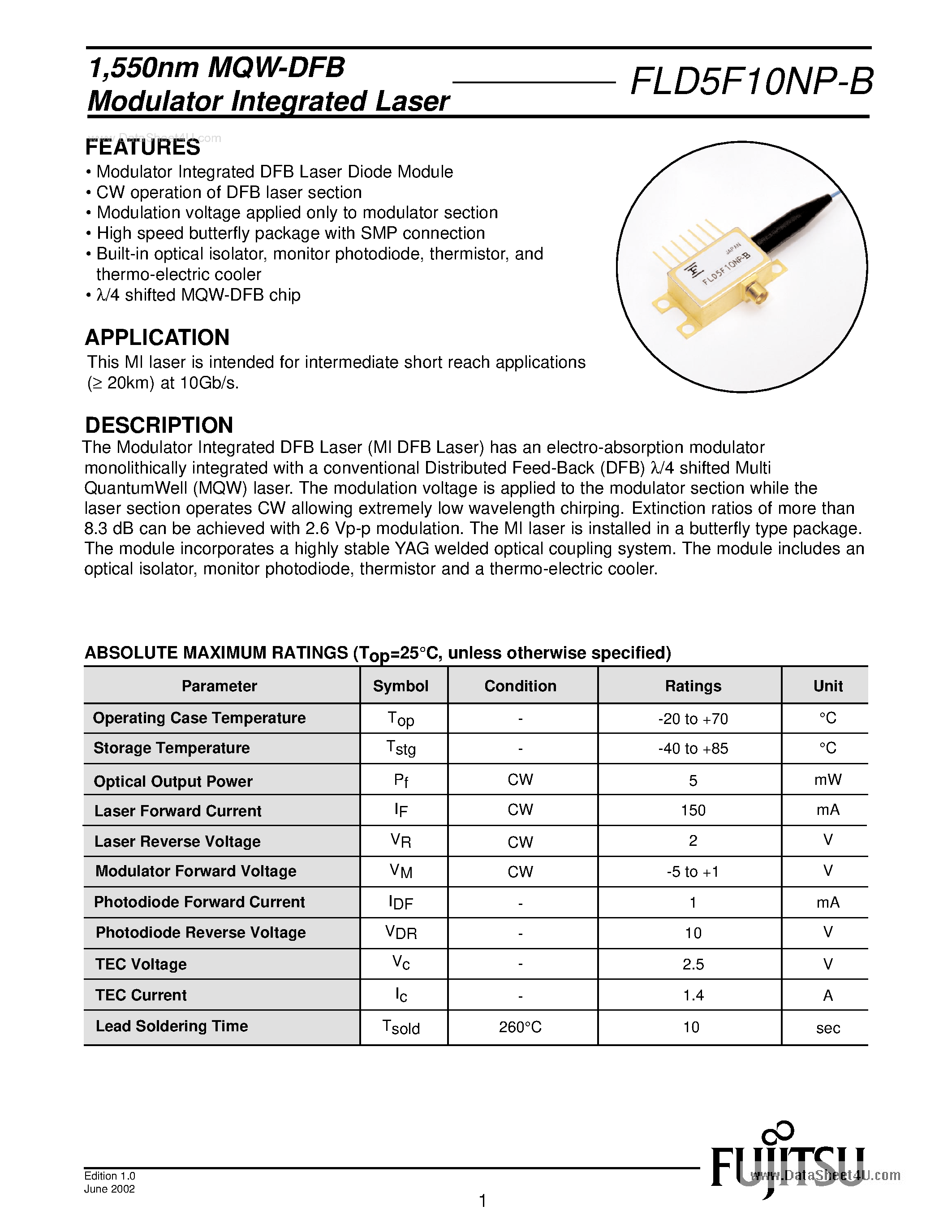 Datasheet FLD5F10NP-B - Optoelectronic page 1